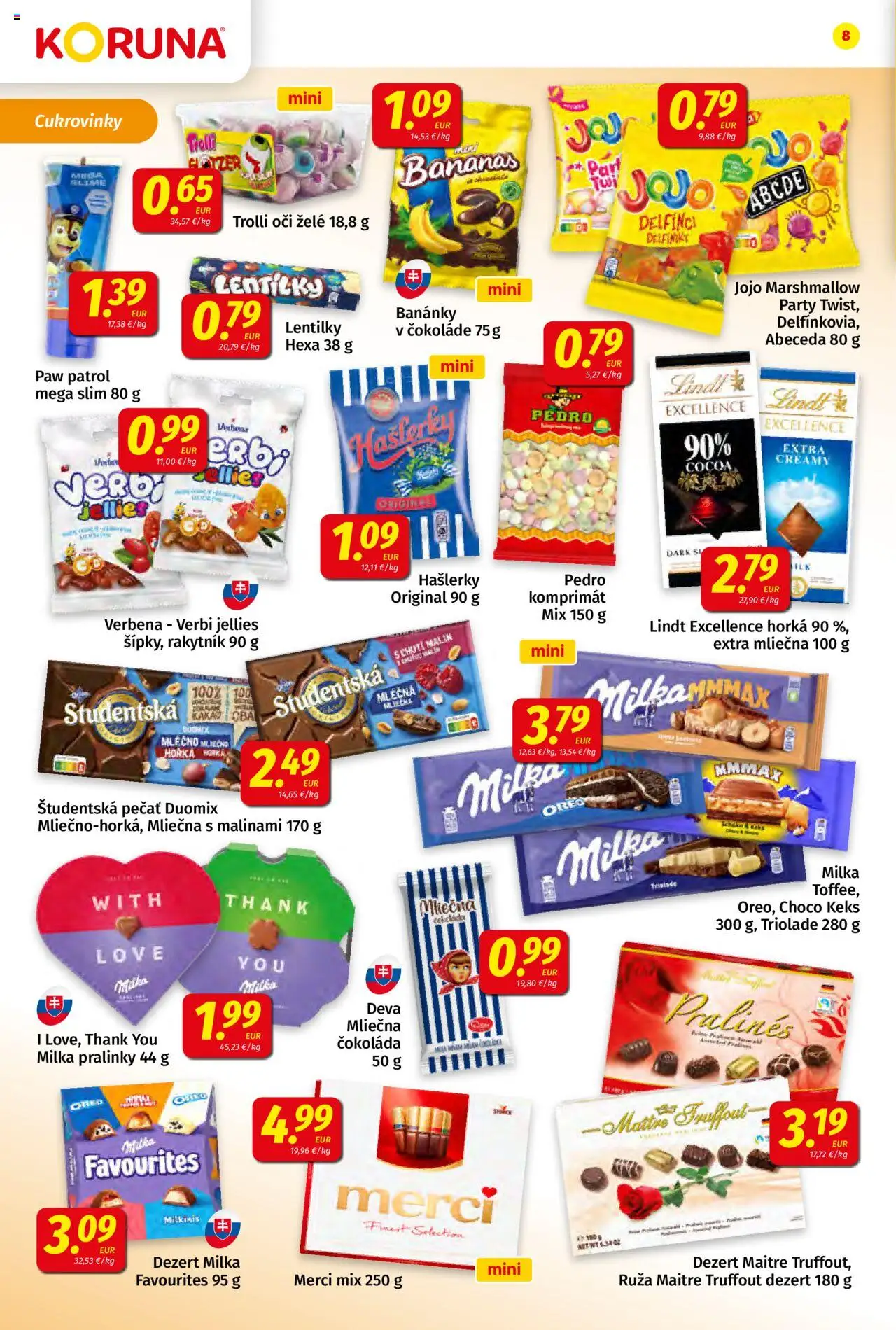 Koruna leták │ platný od 04.07.2025 | Strana: 8 | Produkty: Lindt, Merci, Študentská pečať, Milka
