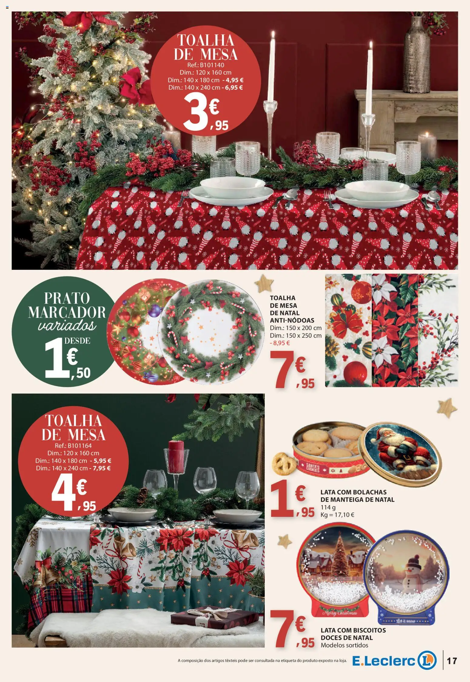 E.Leclerc - Folheto Natal │ válido de 04.11.2025 | Página: 17 | Produtos: Mesa, Manteiga, Toalha de mesa, Biscoitos