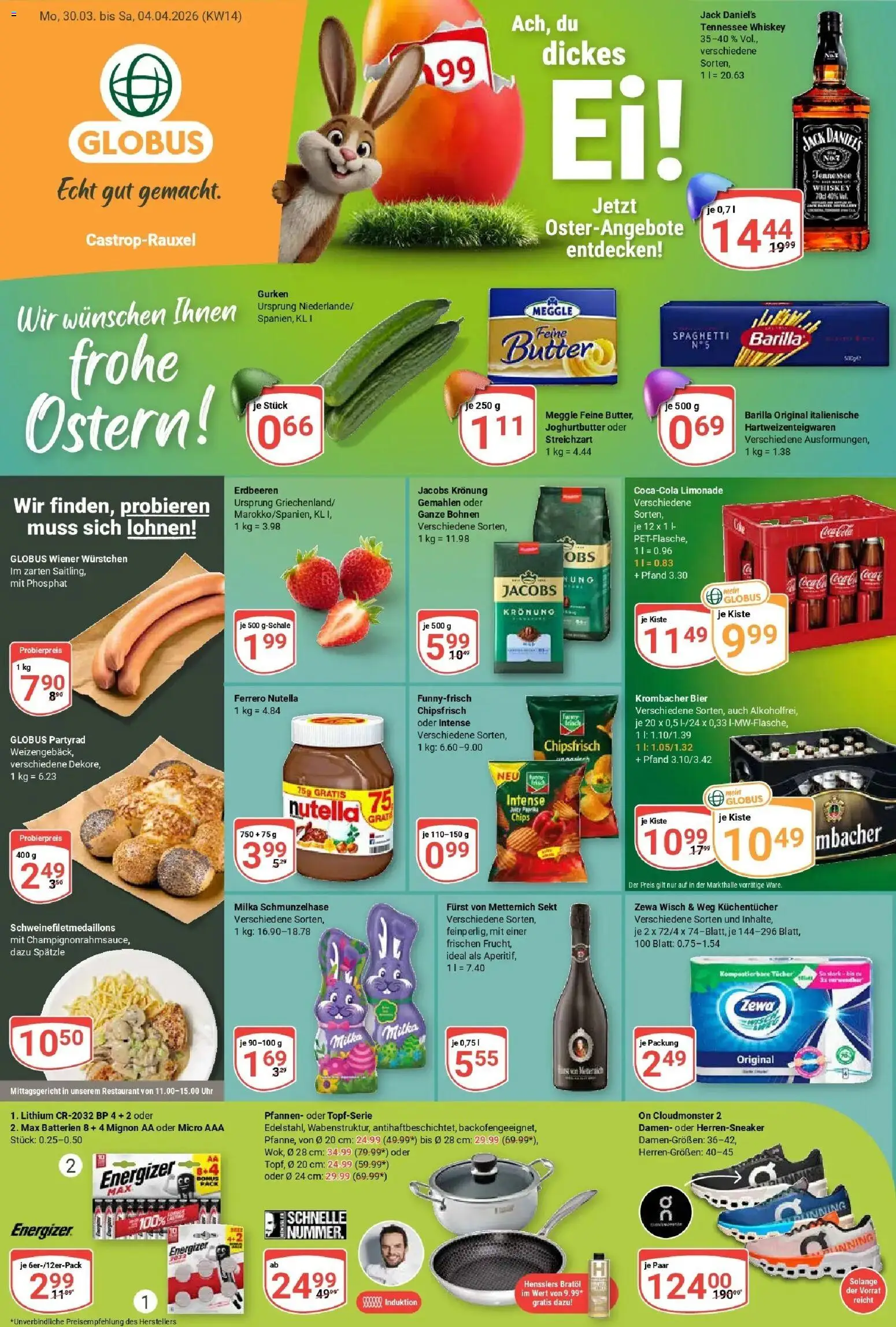 Globus prospekt Castrop-Rauxel	 – gültig ab 30.03.2026 | Seite: 7 | Produkte: Butter, Jack Daniel's, Milka, Nutella