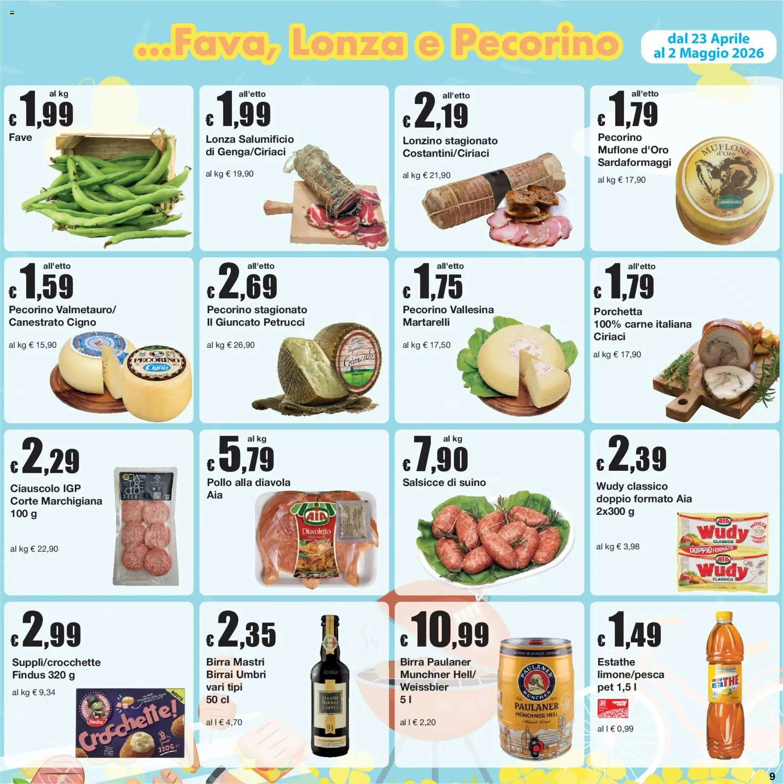 Volantino Sì con Te del 23.04.2026 | Pagina: 9 | Prodotti: Birra, Pollo, Suino, Pecorino
