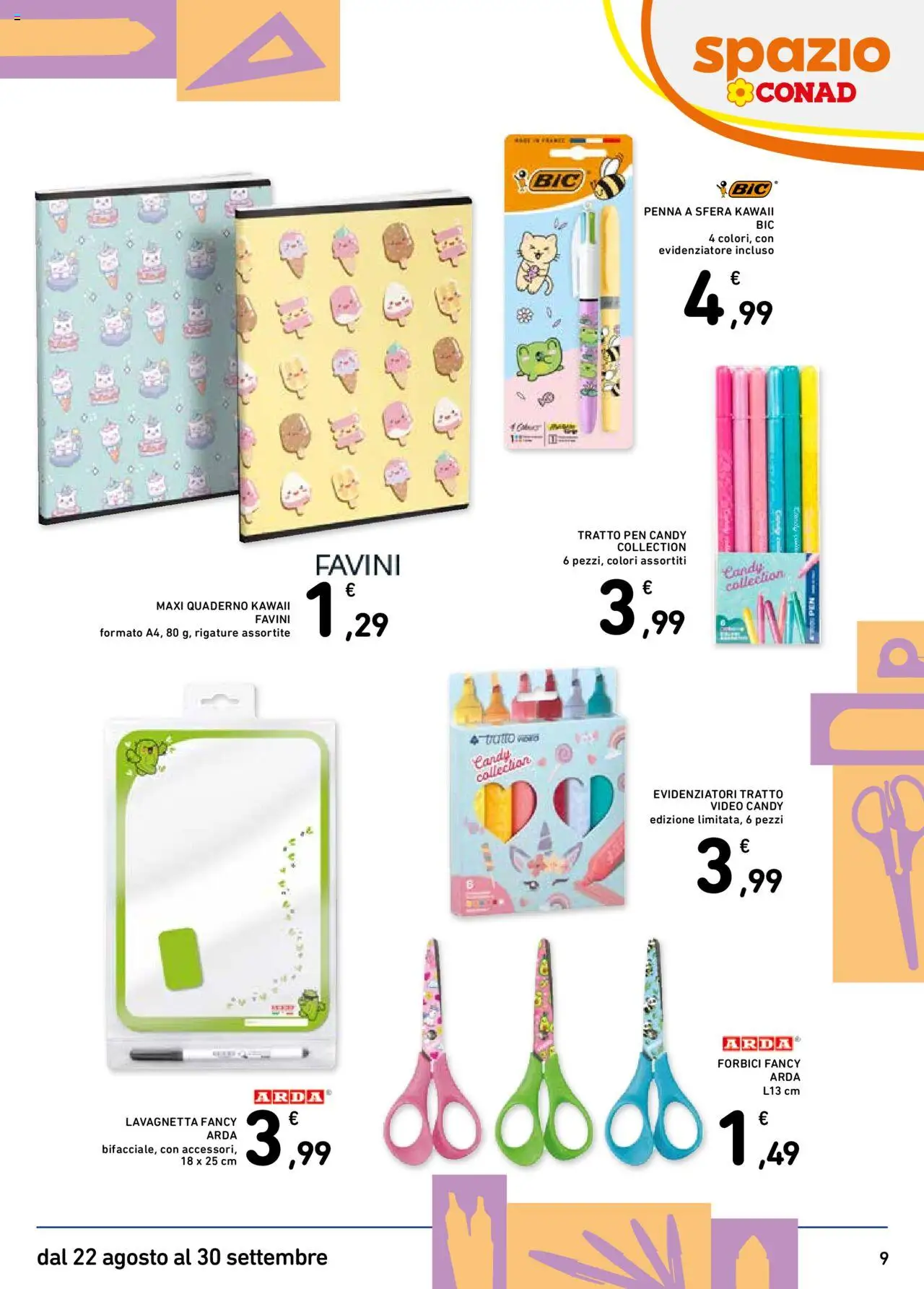 Volantino Spazio Conad del 22.08.2025 | Pagina: 9 | Prodotti: Video, Evidenziatore, Quaderno