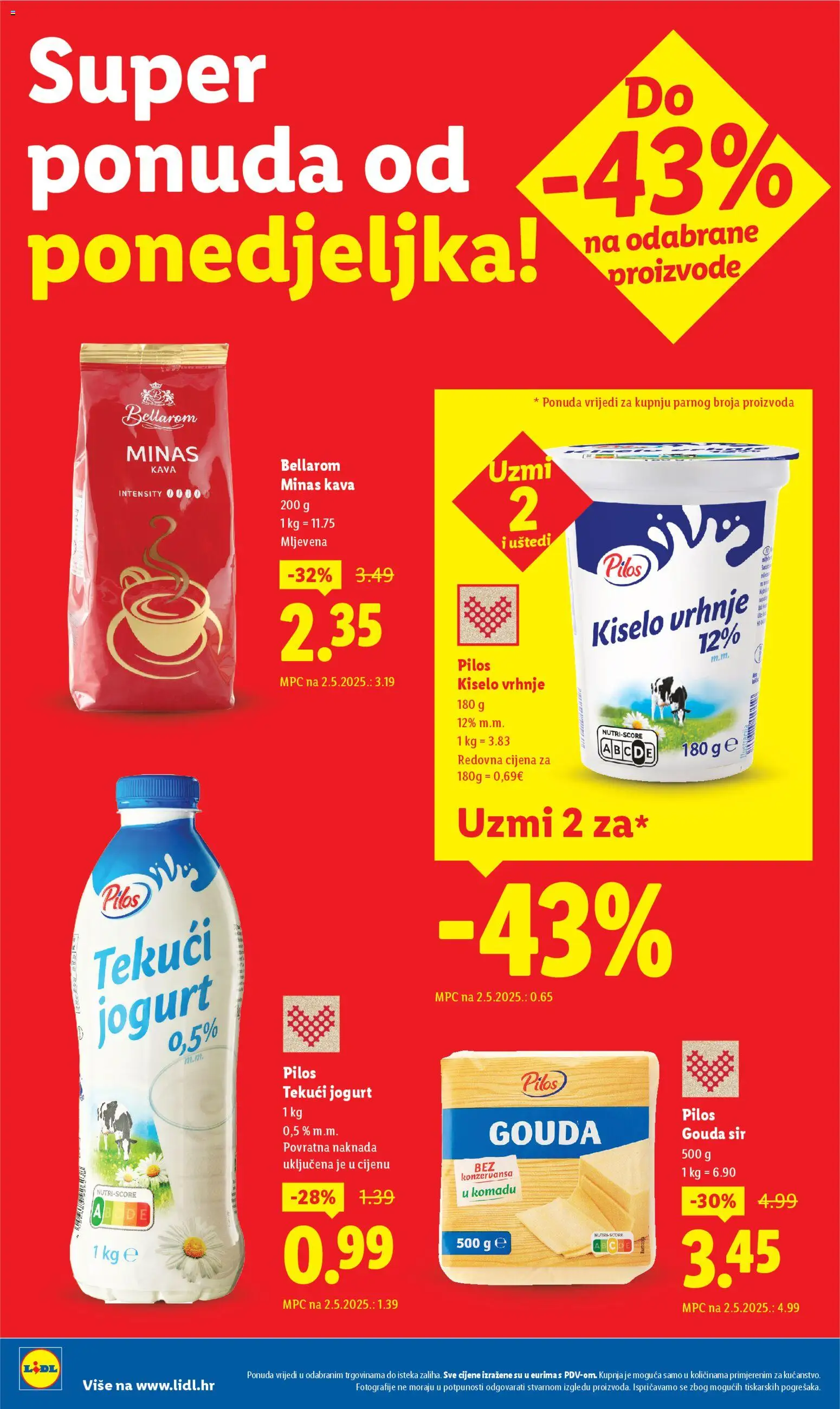 Lidl katalog | vrijedi od 10.11.2025 | Stranica: 2 | Proizvodi: Jogurt, Kava, Kiselo vrhnje, Gouda