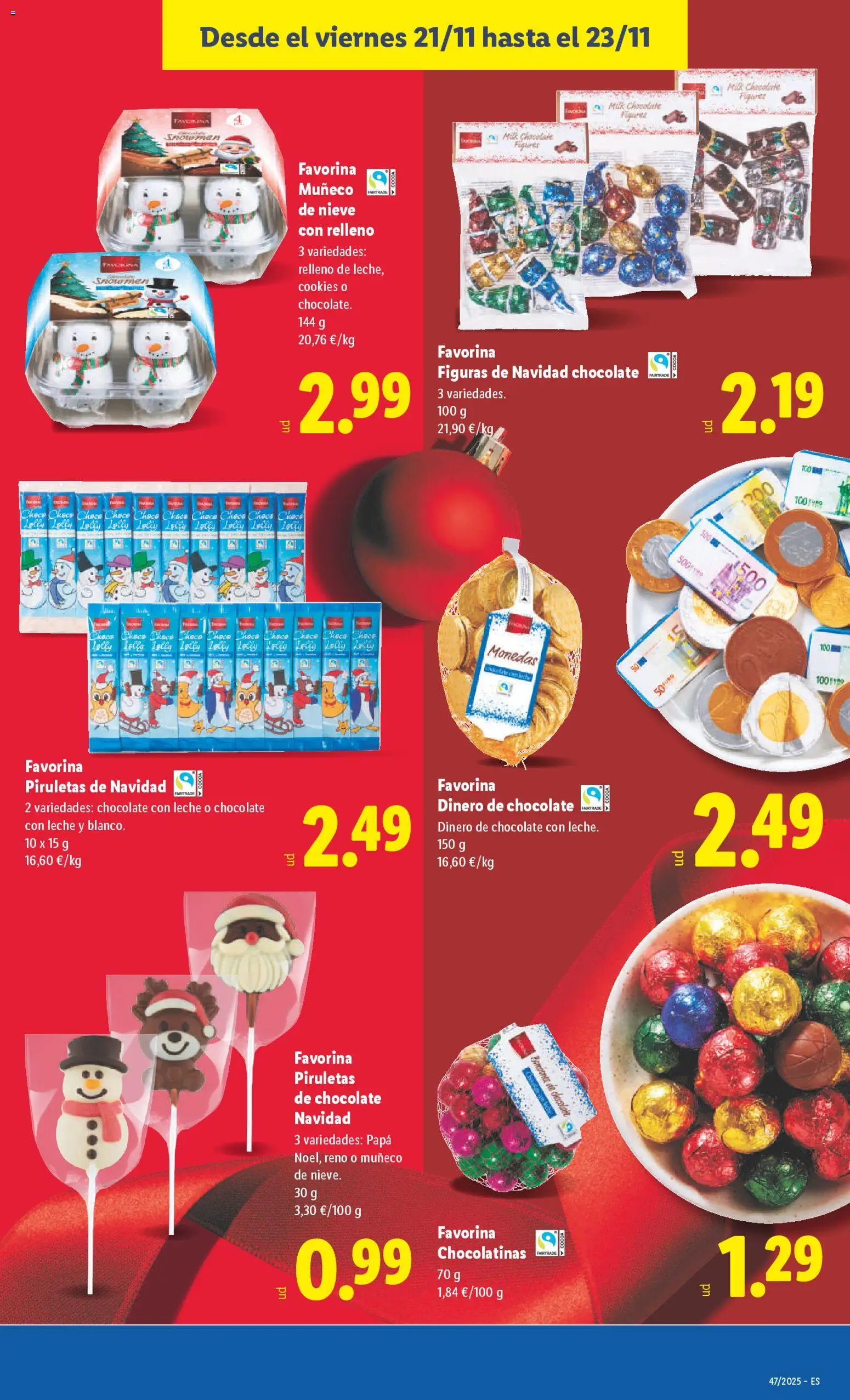 Lidl folleto │ válido desde el 17.11.2025 | Página: 47 | Productos: Chocolatinas, Leche, Chocolate, Chocolate con leche