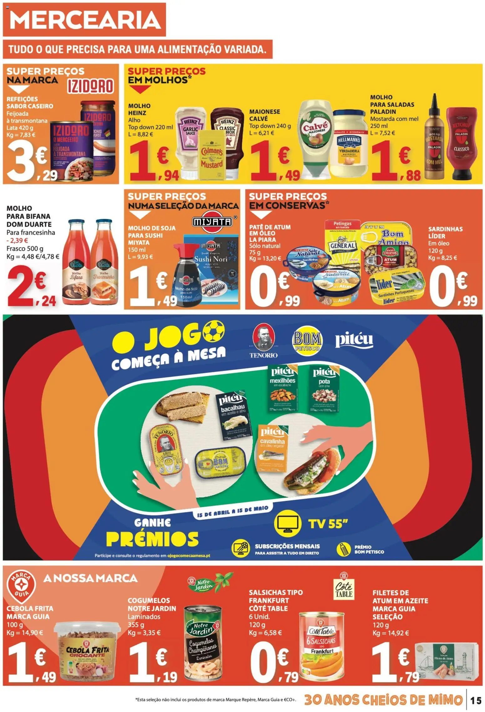 E.Leclerc folheto │ válido de 23.04.2026 | Página: 15 | Produtos: Soja, Óleo, Mexilhões, Cogumelos