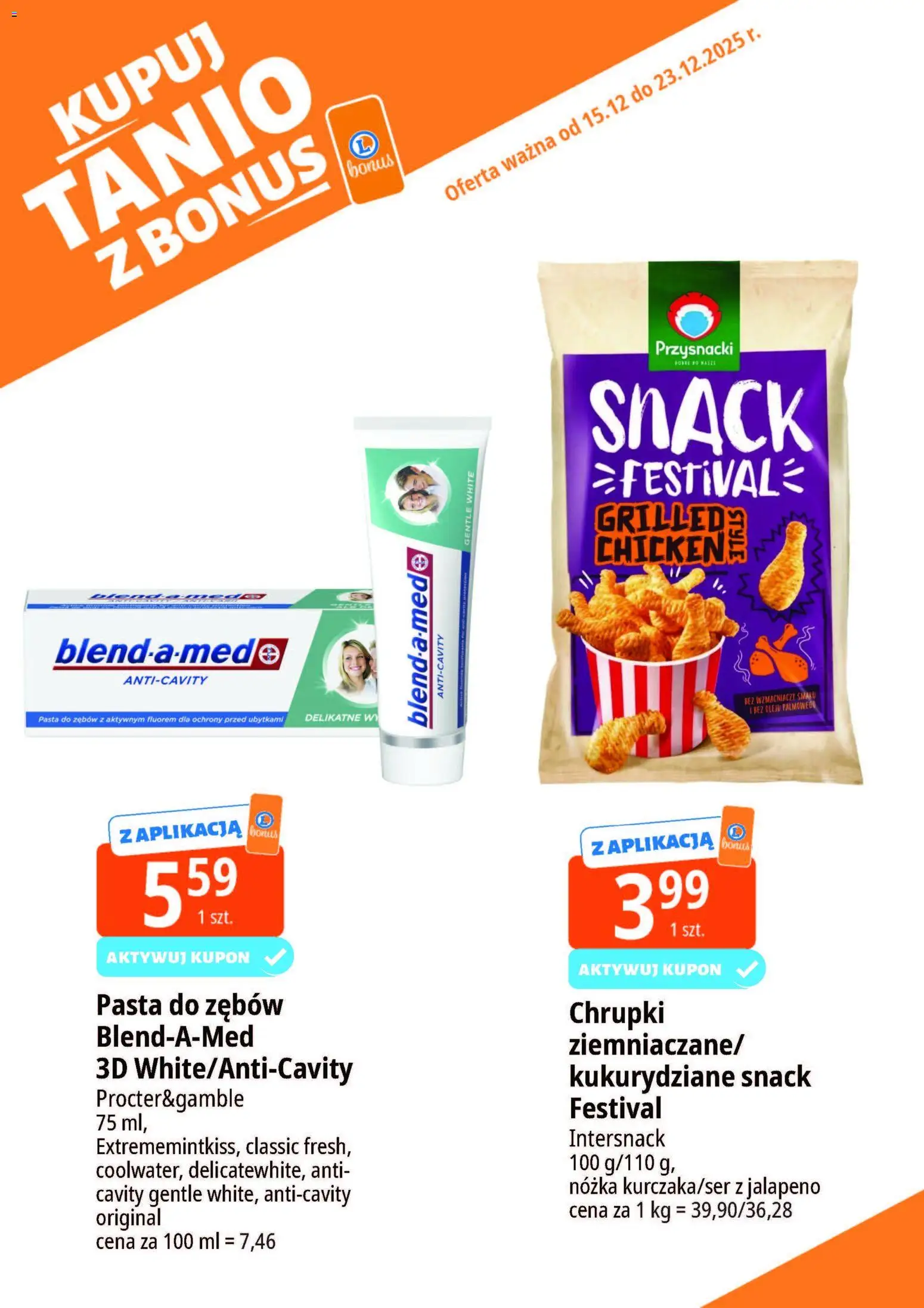 E.Leclerc Gazetka - Zielona Góra kupony dodatkowe od 15.12.2025 | Strona: 4 | Produkty: Chrupki, Pasta do zębów