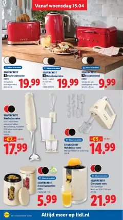 Waterkoker retro, Kookt 1 l water in 2:30 min. 1,7 l 2.600-3.100 W - Voorbeeld van een folder van Lidl, geldig van 13.04.2026 | Pagina: 36 | Producten: Waterkoker, Toaster, Festék, Mixer