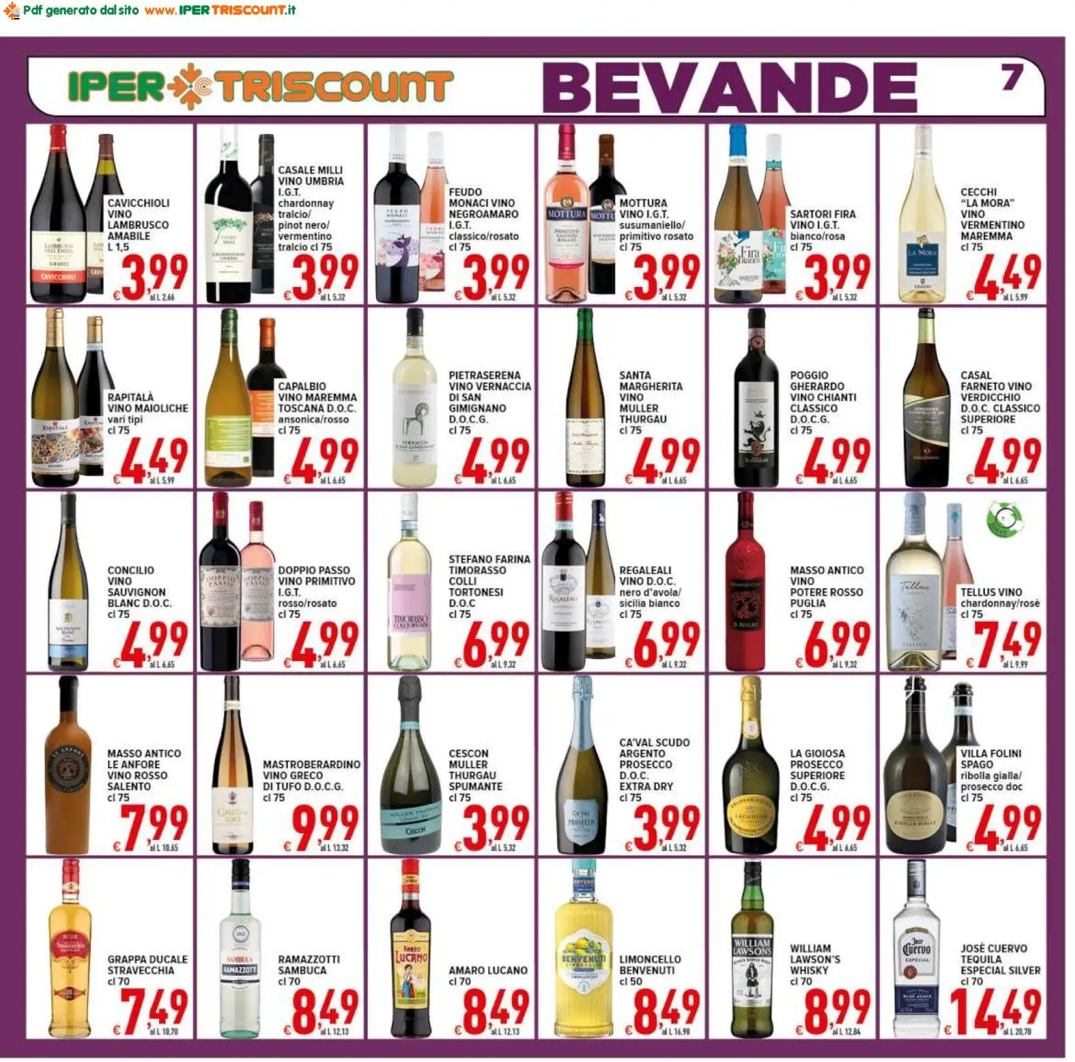 Volantino Ipertriscount del 07.04.2026 | Pagina: 7 | Prodotti: Prosecco, Spumante, Limoncello, Amaro