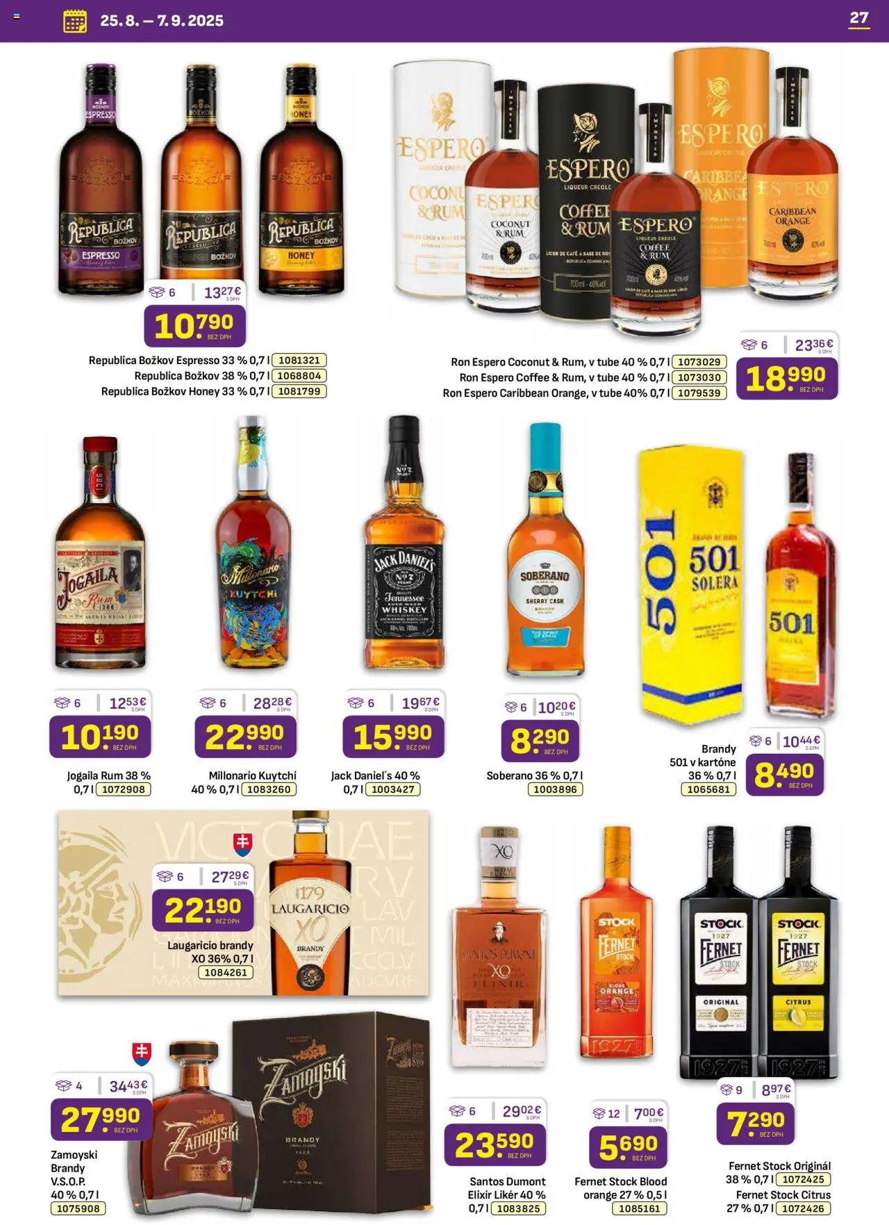 Libex leták │ platný od 25.08.2025 | Strana: 27 | Produkty: Božkov, Fernet, Fernet Stock, Rum
