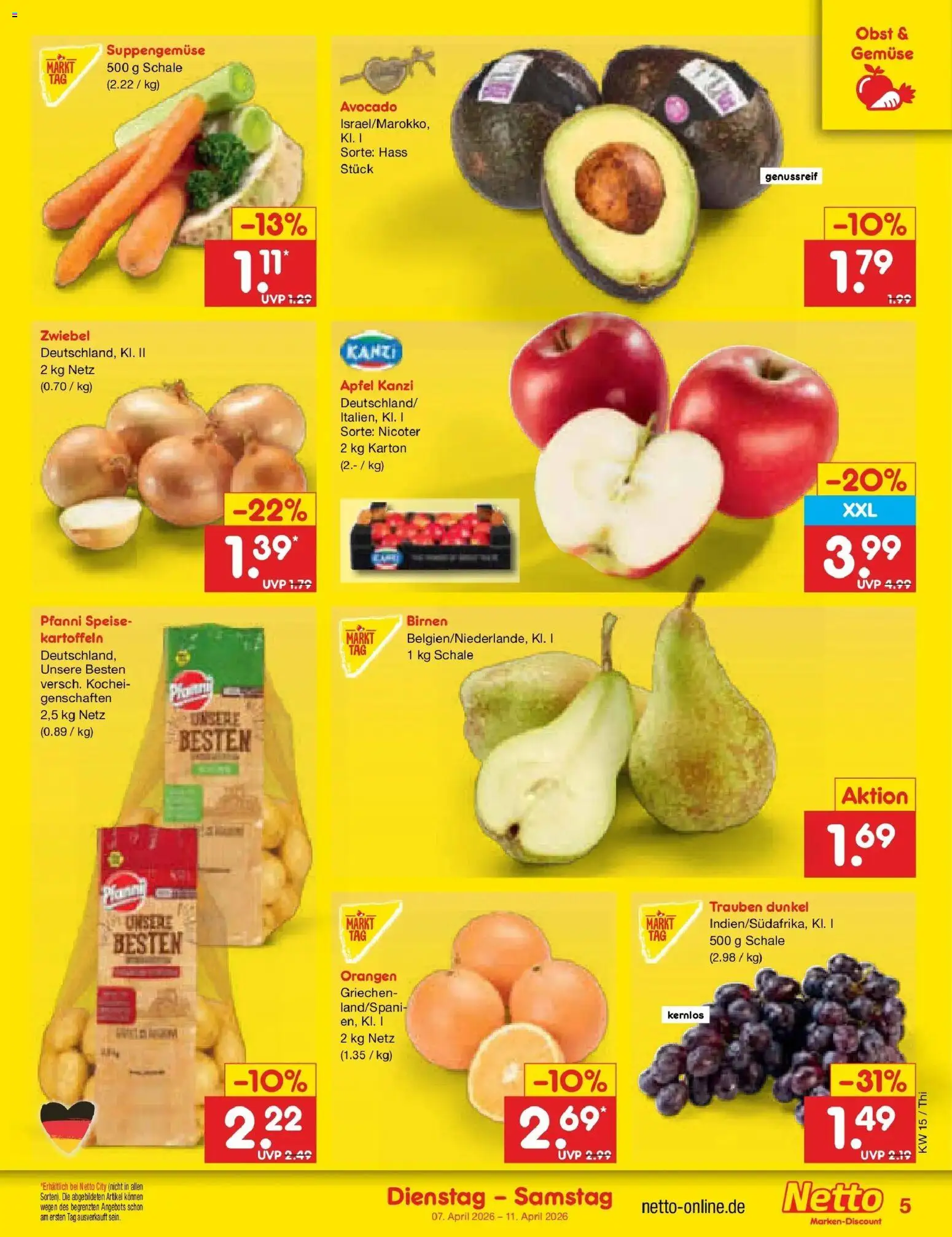 Netto Marken-Discount Prospekt Pirna	 – gültig ab 05.04.2026 | Seite: 7 | Produkte: Avocado, Kartoffeln, Gemüse, Obst