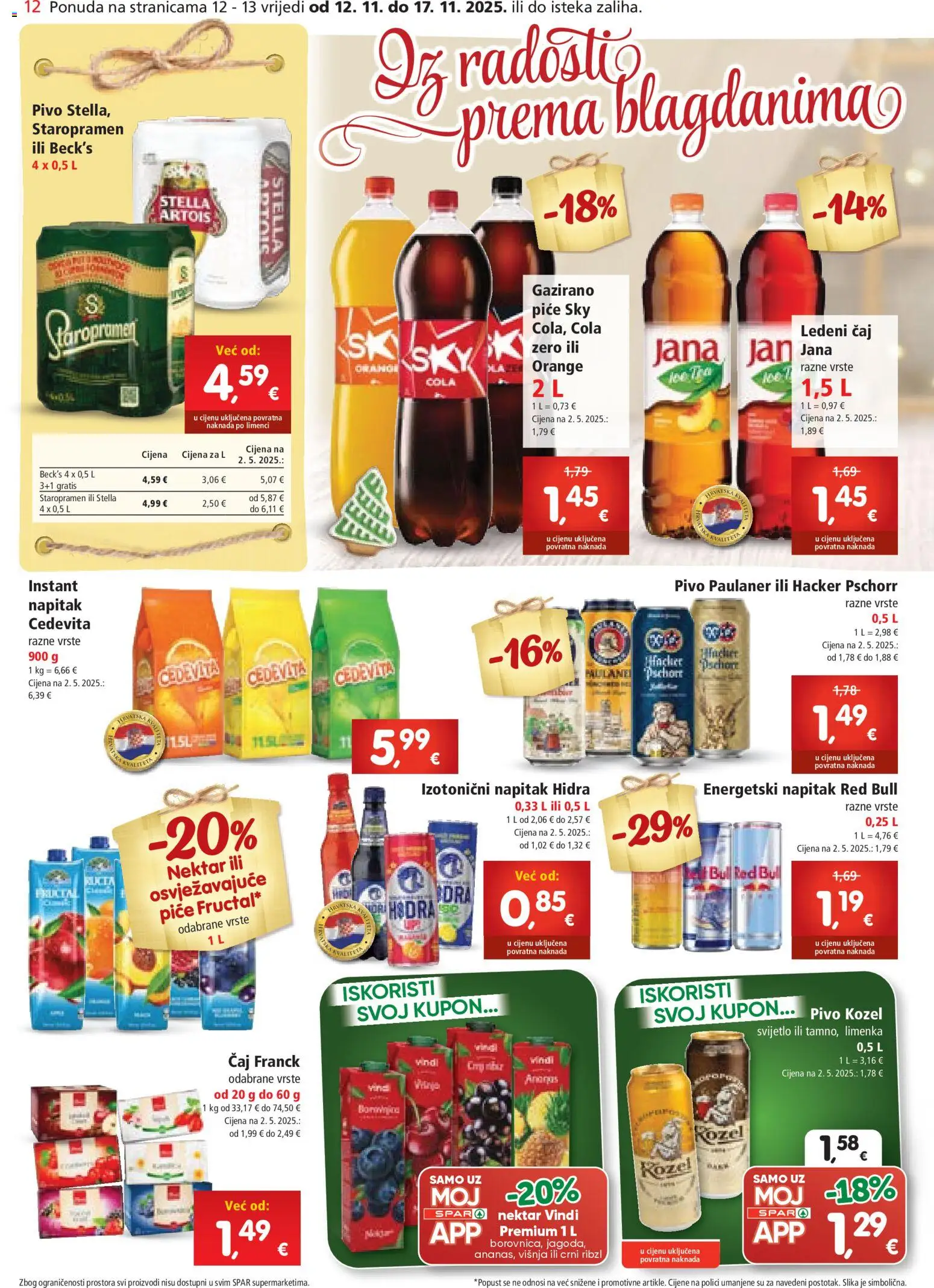 Spar katalog | vrijedi od 12.11.2025 | Stranica: 12 | Proizvodi: Kozel, Pivo, Ledeni čaj, Čaj