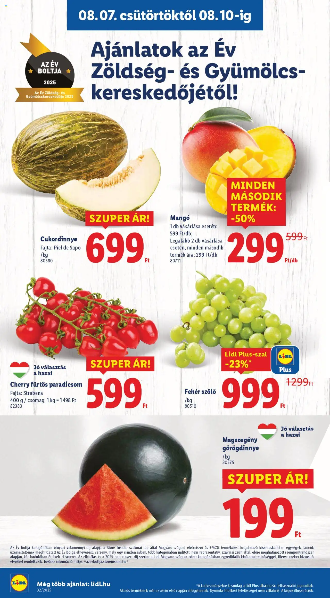 Lidl akciós ujság - amely érvényes a következő dátumtól: 07.08.2025 | Oldal: 2 | Termékek: Szőlő, Gyümölcs, Zöldség, Paradicsom