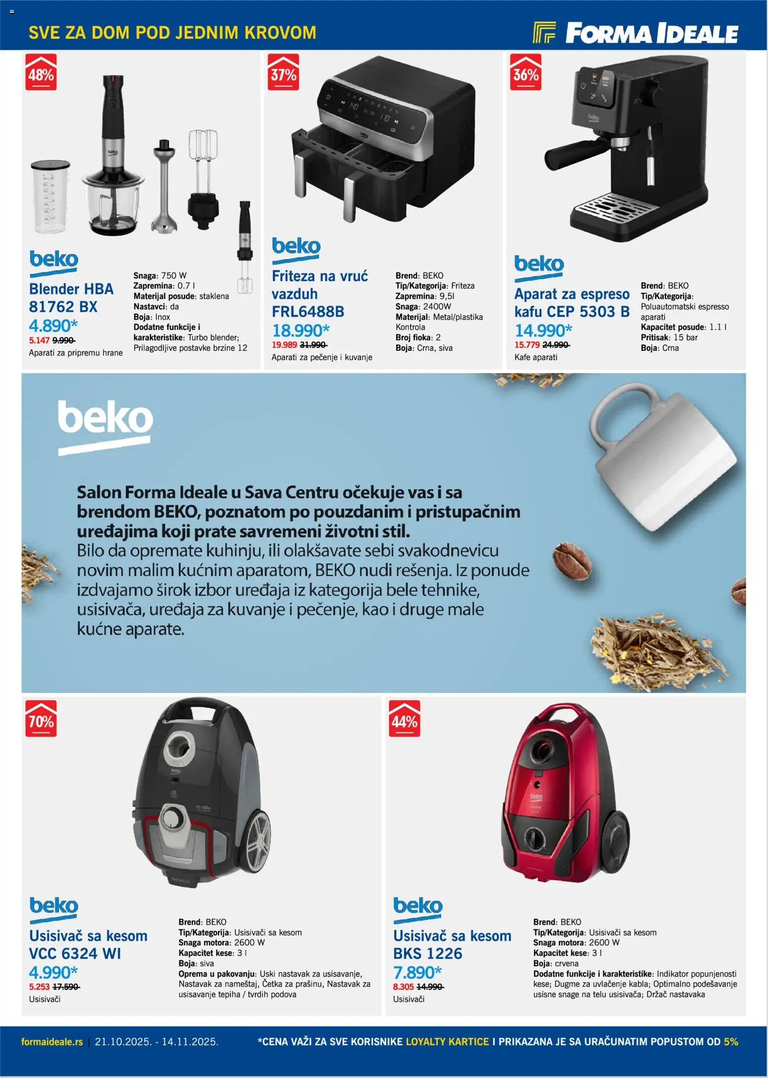 Forma Ideale katalog - važi od 21.10.2025 | Strana: 8 | Proizvode: Usisivač, Friteza, Četka, Blender