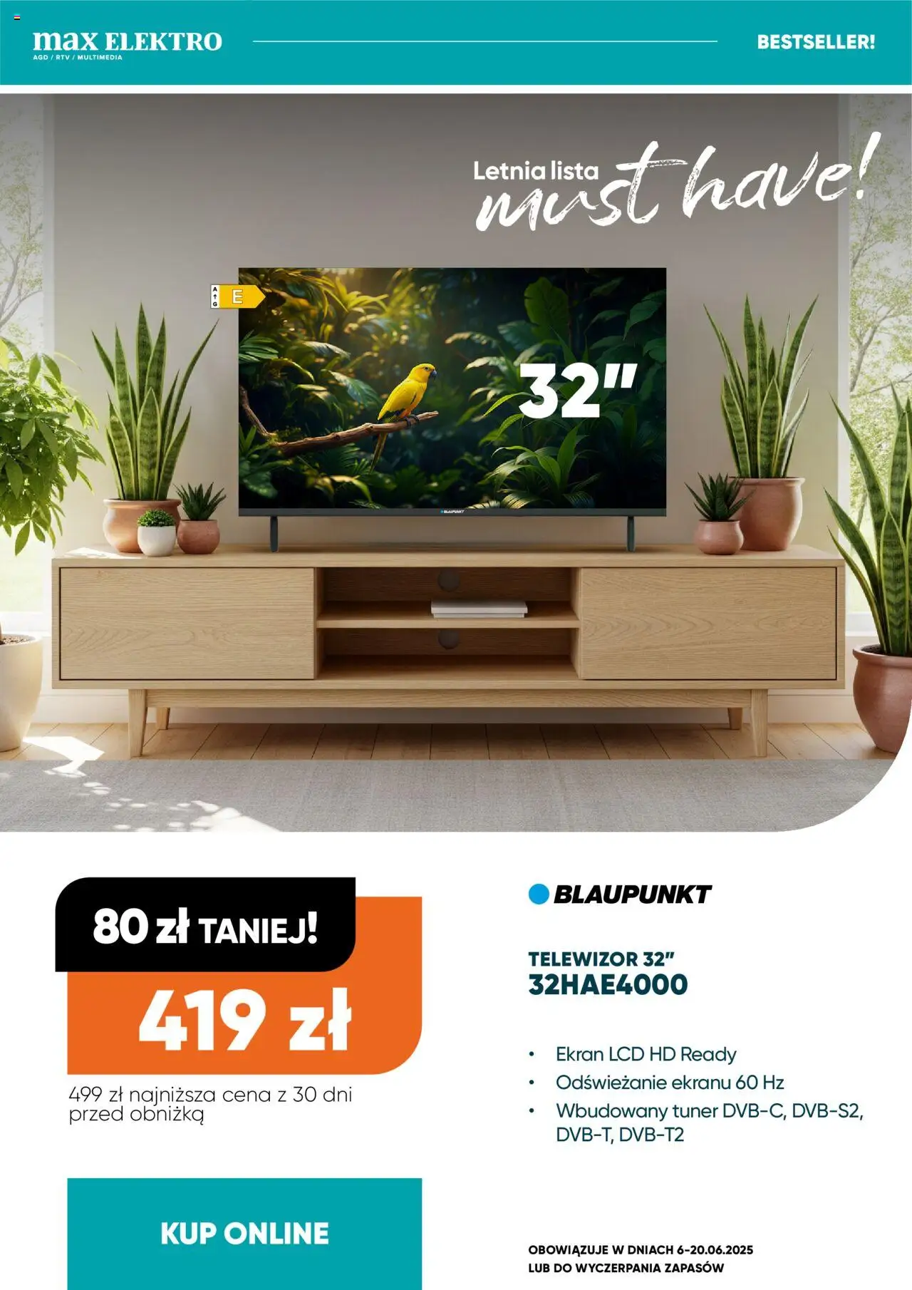 Max elektro Gazetka od 06.06.2025 | Strona: 9 | Produkty: Telewizor