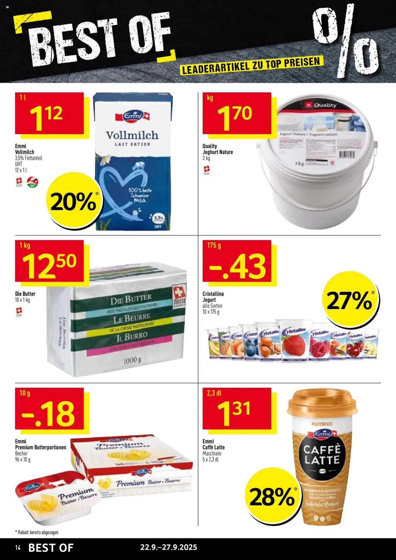 Prodega Aktionen – gültig ab 22.09.2025 | Seite: 14 | Produkte: Butter, Joghurt, Top, Creme
