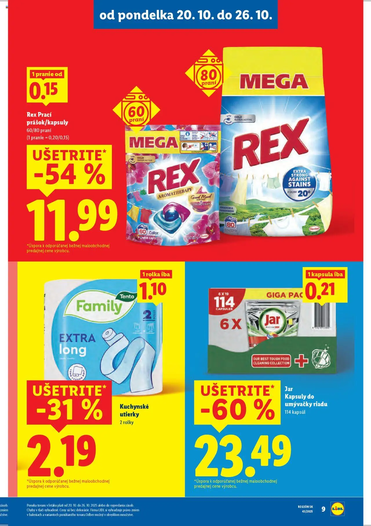 Nové Lidl akcie – leták je platný od 20.10.2025 | Strana: 11 | Produkty: Kapsuly do umývačky riadu, Jar