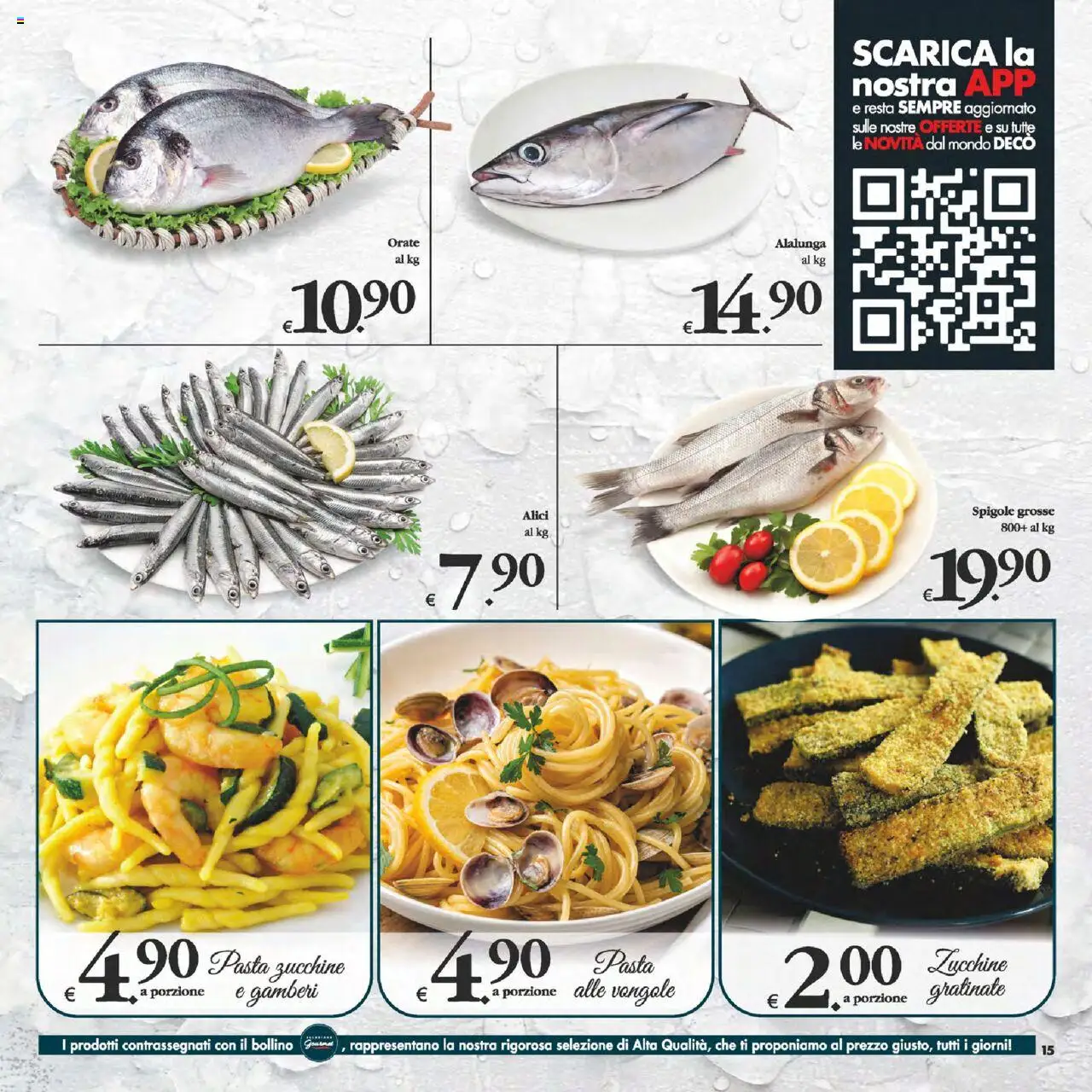 Volantino Decò del 22.08.2025 | Pagina: 15 | Prodotti: Gamberi, Vongole, Zucchine, Alici