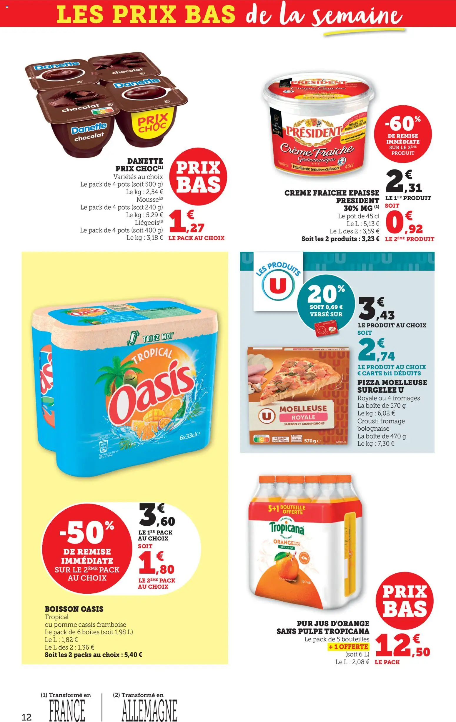 {H1} | Page: 12 | Produits: Pomme, Oasis tropical, Jambon, Jus