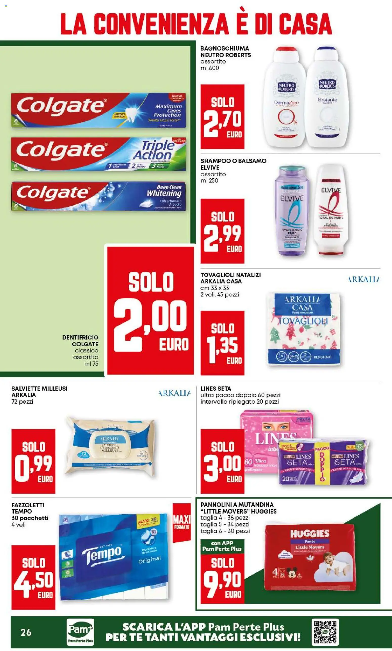 Volantino PAM del 18.12.2025 | Pagina: 26 | Prodotti: Shampoo, Pannolini, Bagnoschiuma, Dentifricio