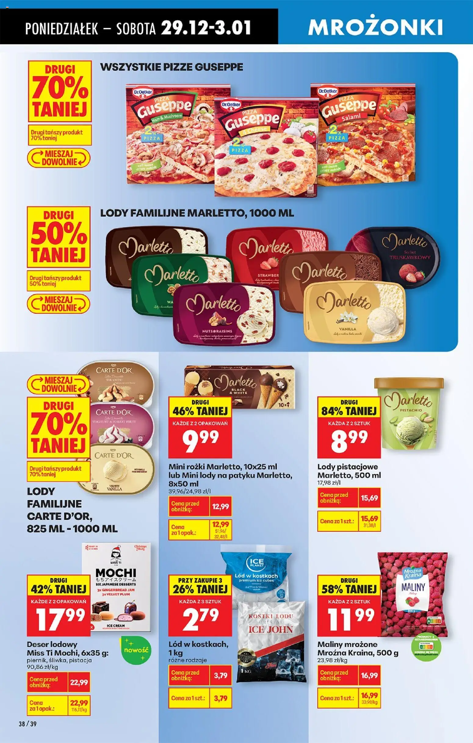 Biedronka gazetka od 29.12.2025 | Strona: 48 | Produkty: Maliny, Sorbet truskawkowy, Pizza, Lody
