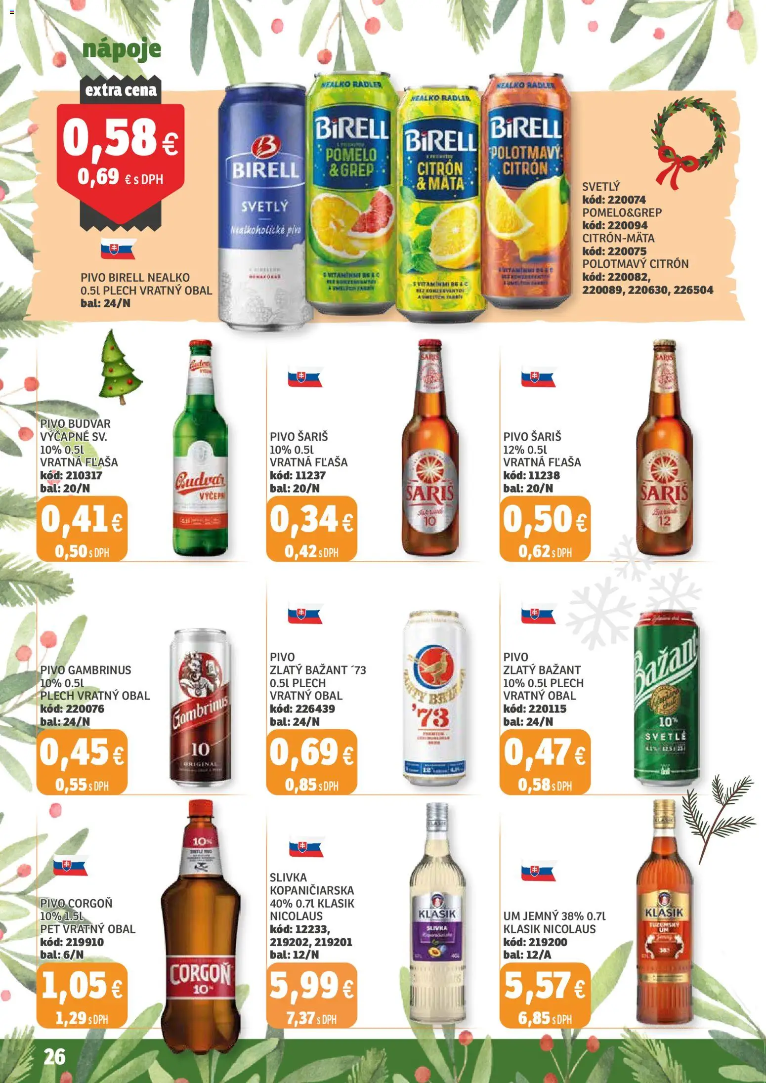 Nové Labaš akcie – leták je platný od 12.12.2025 | Strana: 26 | Produkty: Pivo, Zlatý Bažant, Šariš, Gambrinus