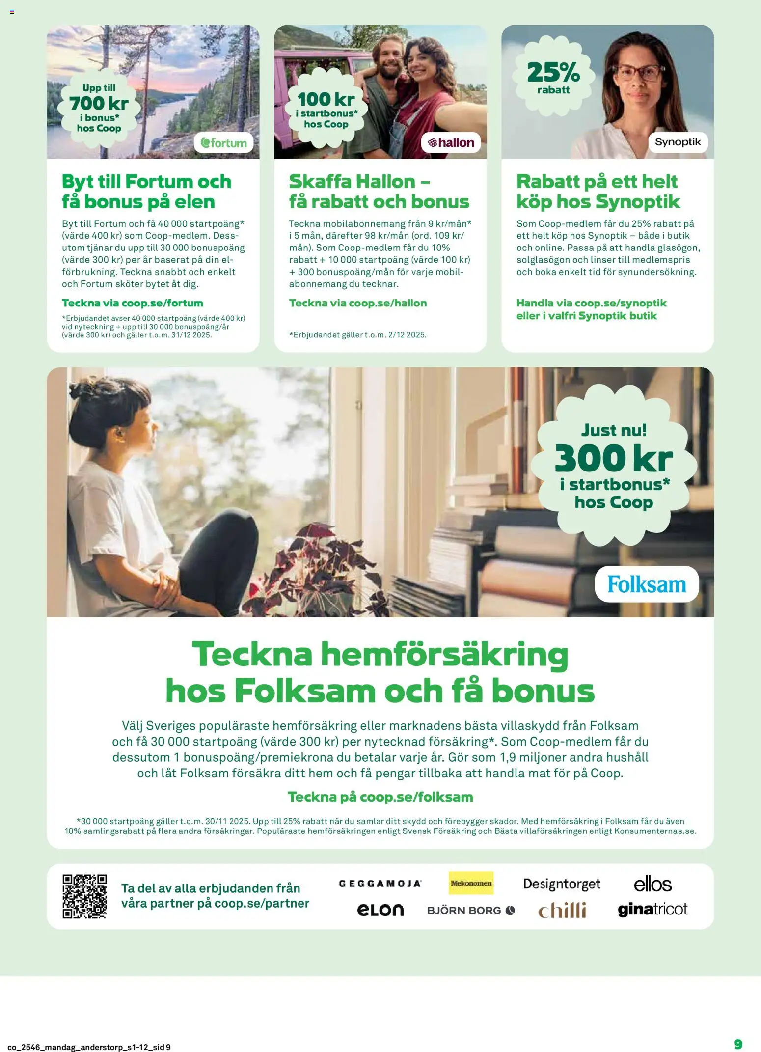 Coop reklamblad aktuell från 10.11.2025 | Sida: 9 | Produkter: Linser, Galler, Solglasögon, Hallon