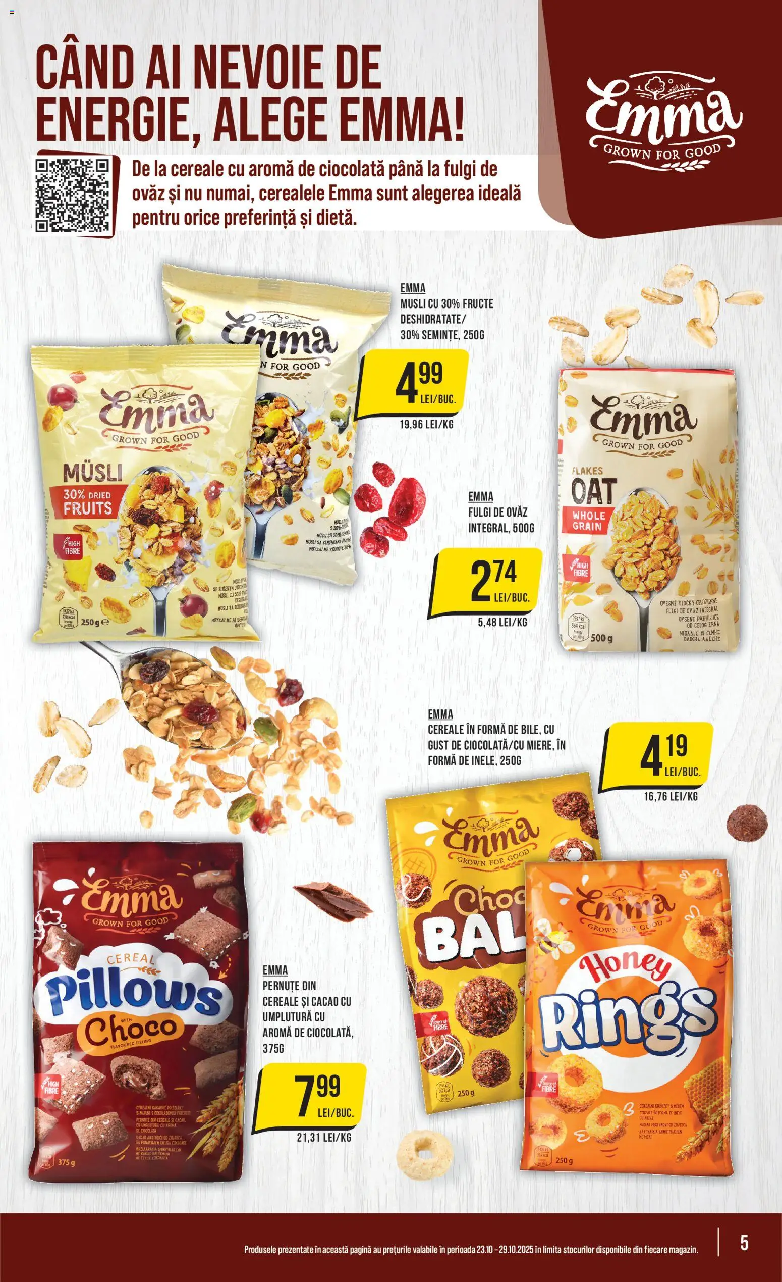 Noul catalog Mega Image – valabil de la 23.10.2025 | Pagină: 5 | Produse: Ciocolată, Cereale, Fulgi, Fructe