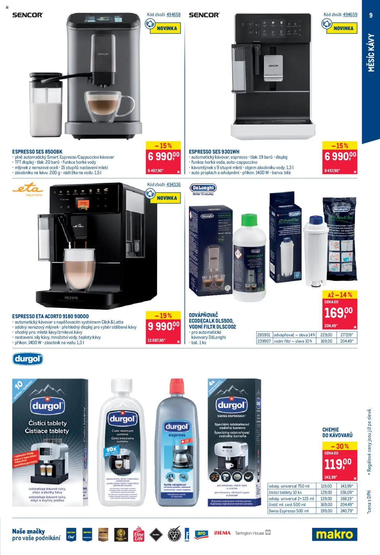 Makro leták - Měsíc kávy od 10.09.2025 | Strana: 9 | Produkty: Oleje, Zásobník, Kávovar, Mlýnek