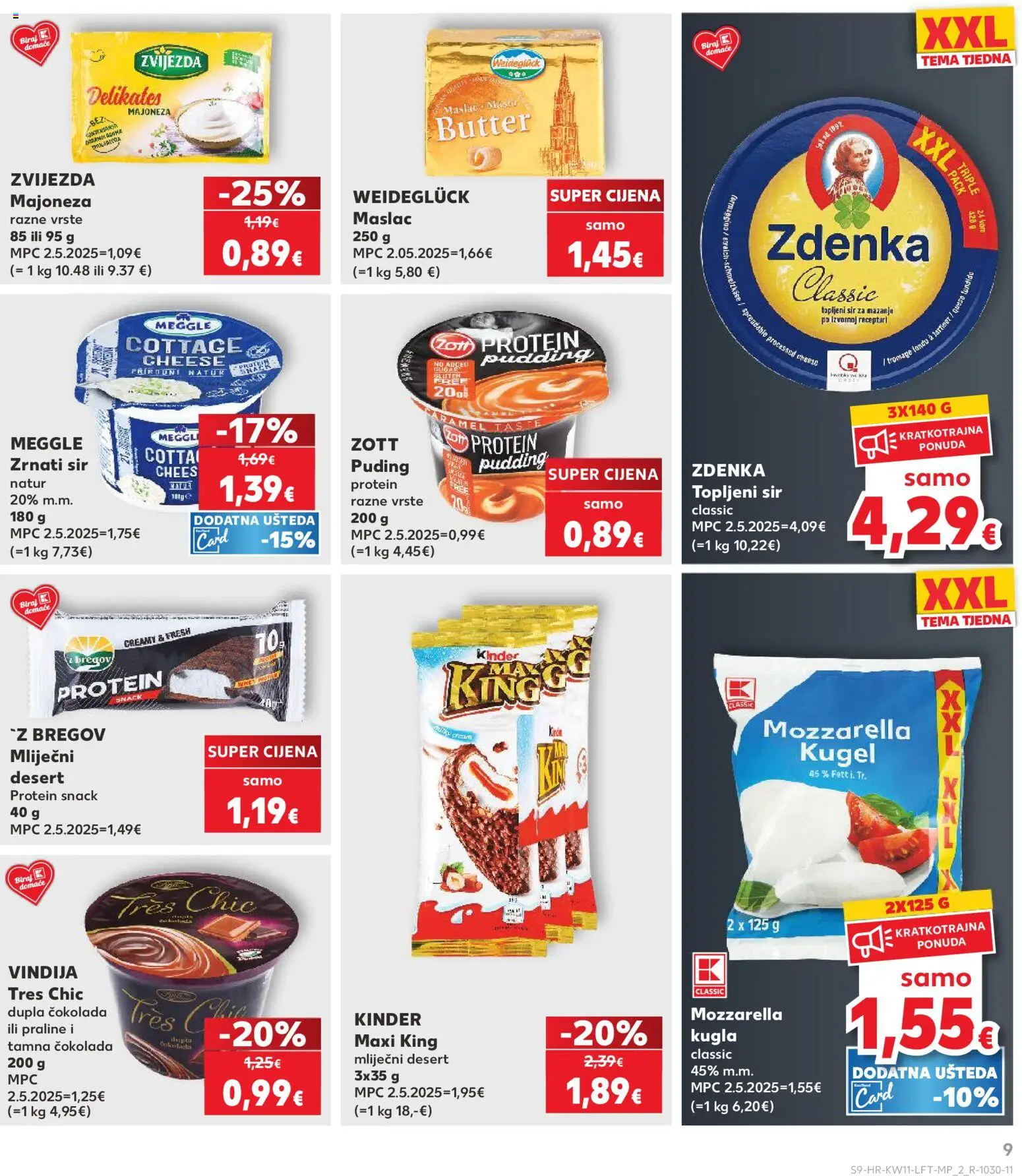 Kaufland katalog | vrijedi od 11.03.2026 | Stranica: 9 | Proizvodi: Vindija, Maslac, Čokolada, Majoneza