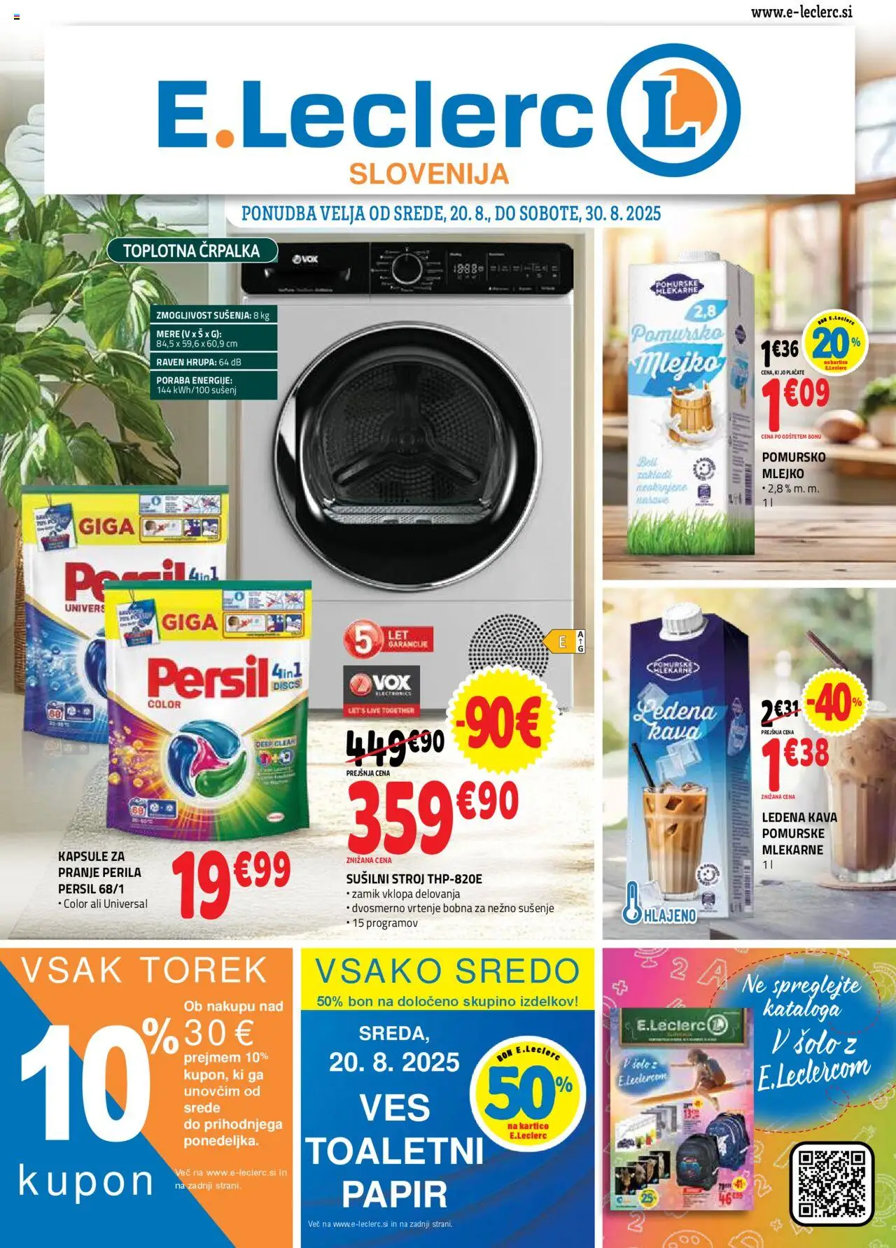 E.leclerc katalog │ velja od 20.08.2025 | Stran: 1 | Izdelki: Črpalka, Susilni stroj, Kava