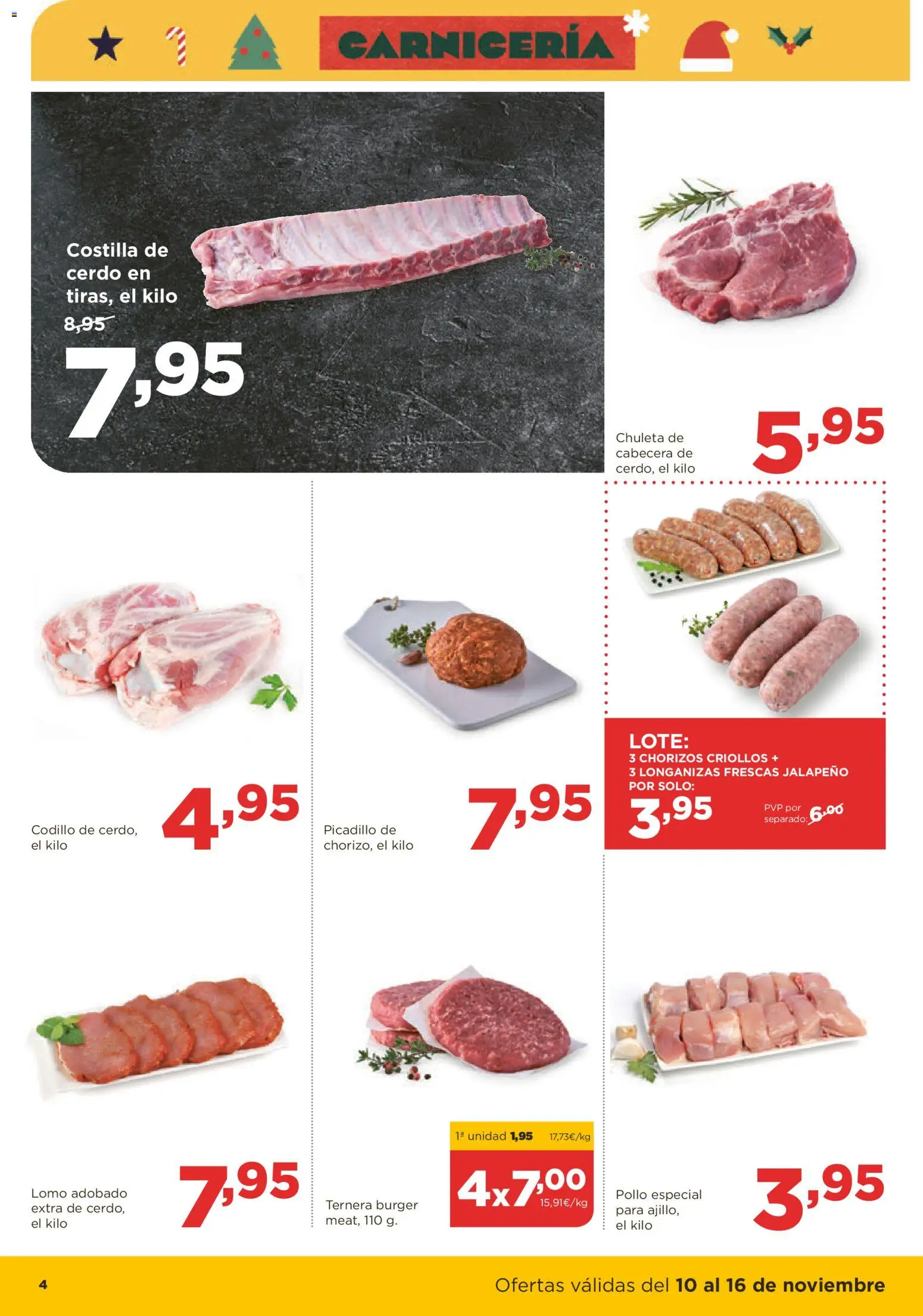 Alimerka folleto Castilla y León │ válido desde el 10.11.2025 | Página: 4 | Productos: Cerdo, Costilla de cerdo