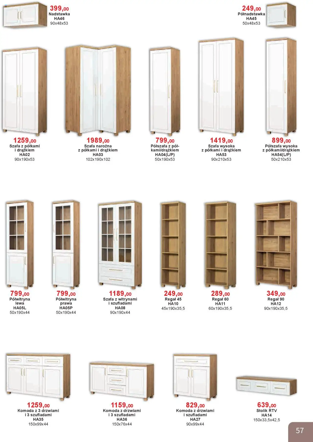 Bodzio Katalog od 01.10.2025 | Strona: 57 | Produkty: Szafa, Komoda, Szafa Narożna, Regał