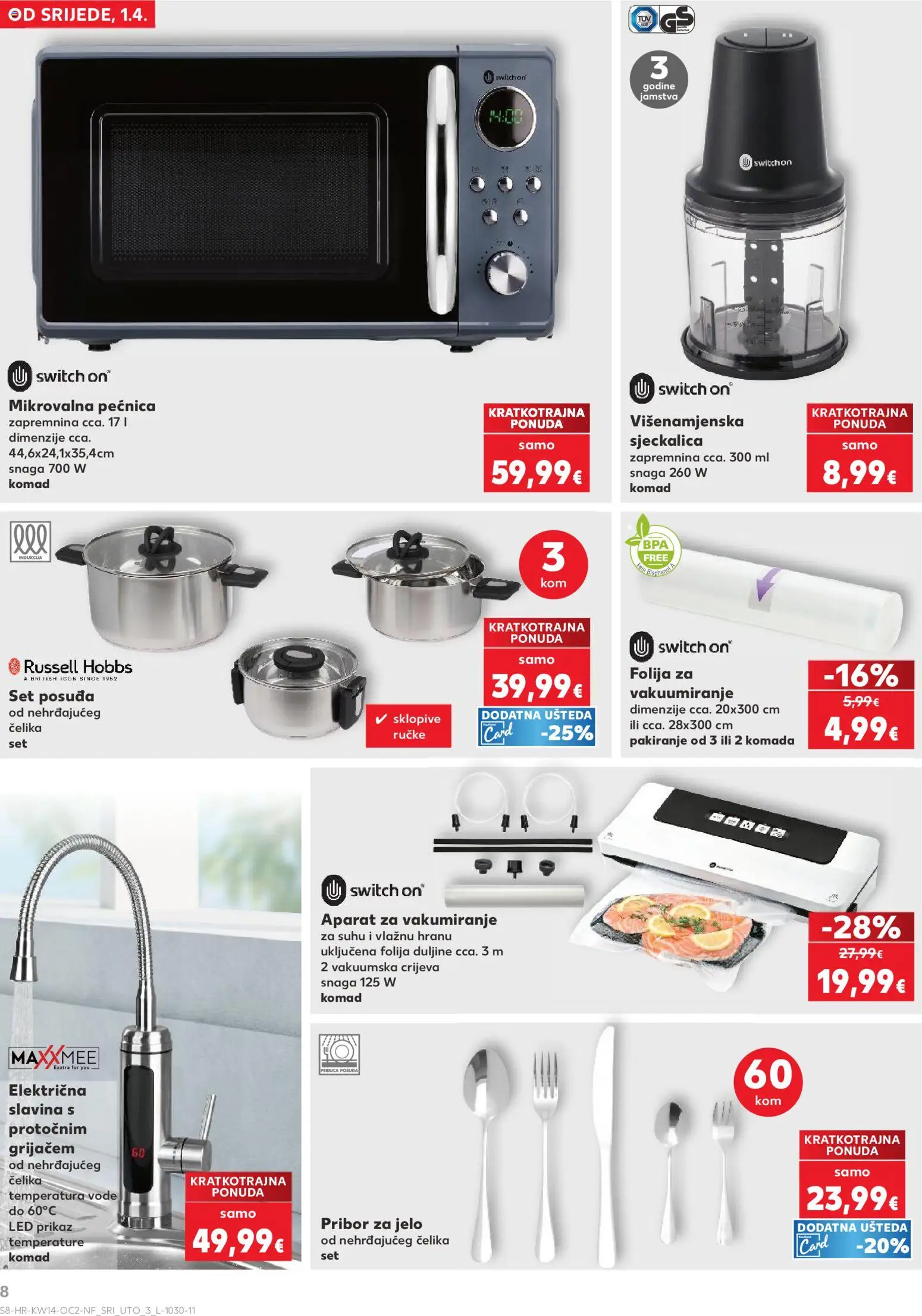 Kaufland katalog | vrijedi od 01.04.2026 | Stranica: 8 | Proizvodi: Perilica posuđa, Pribor za jelo, Pećnica, Mikrovalna pećnica