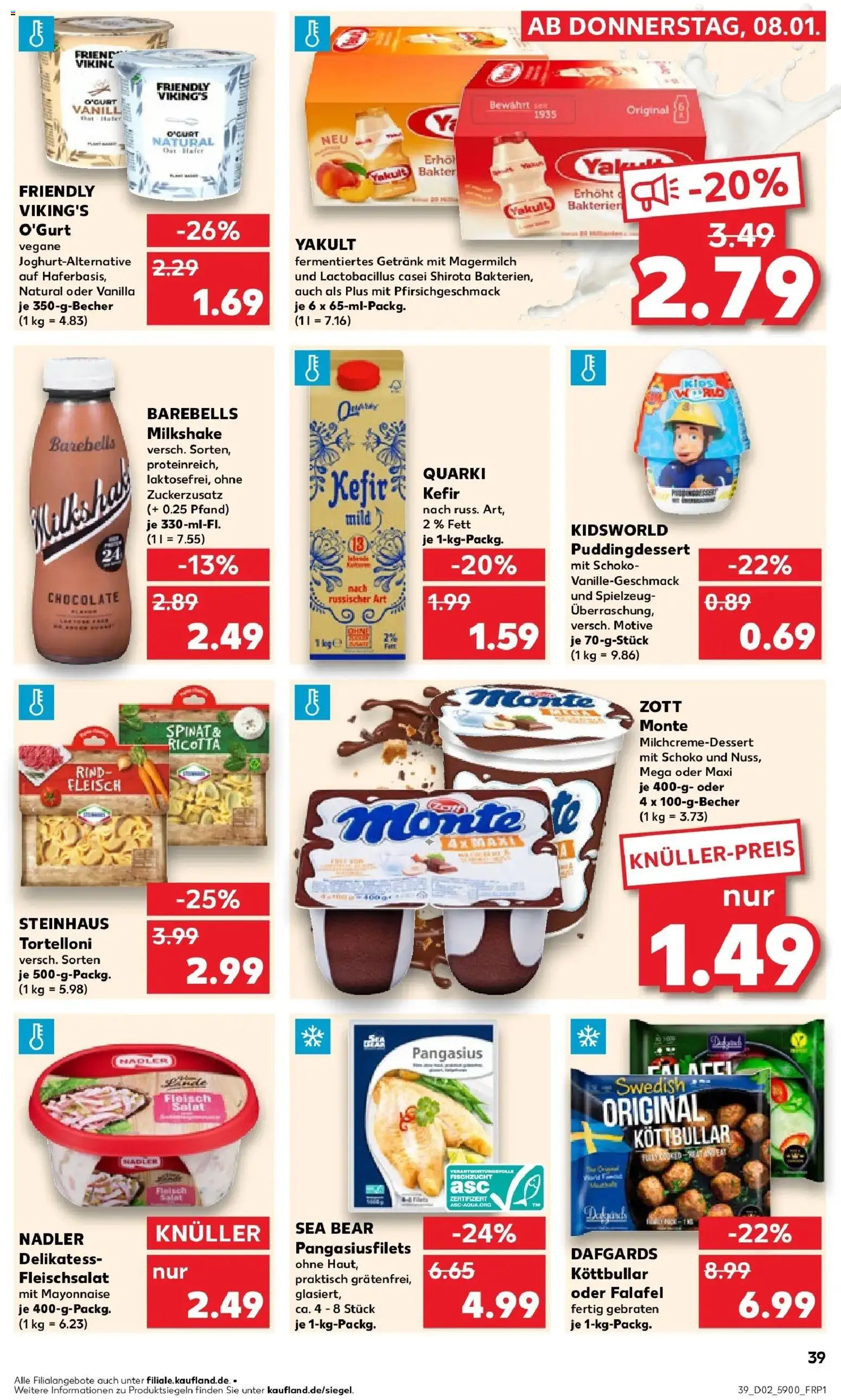 Kaufland prospekt Eilenburg	 – gültig ab 11.01.2026 | Seite: 39 | Produkte: Kefir, Pudding, Fleisch, Salat
