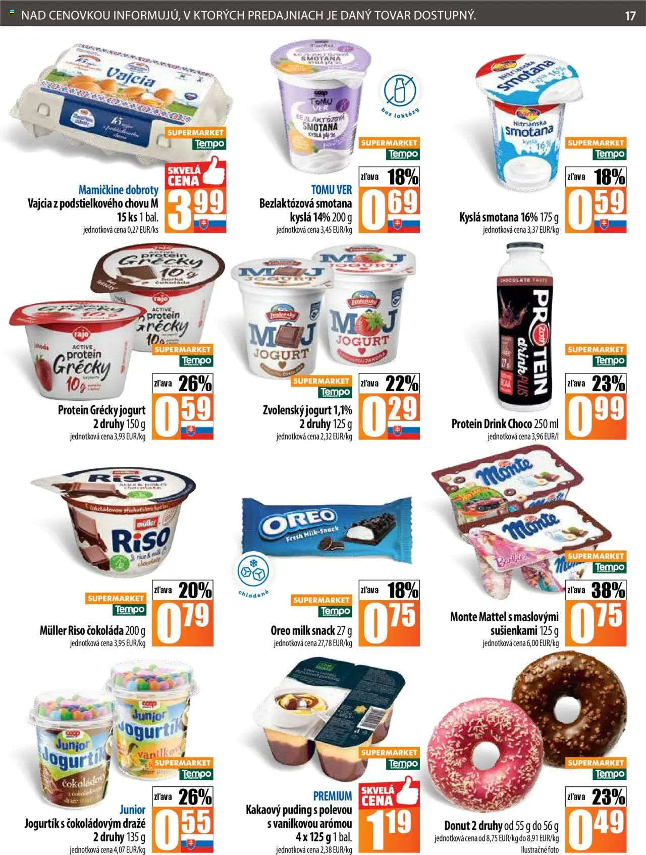 Nové COOP Jednota akcie – leták je platný od 11.09.2025 | Strana: 17 | Produkty: Jogurt, Donut, Smotana, Protein
