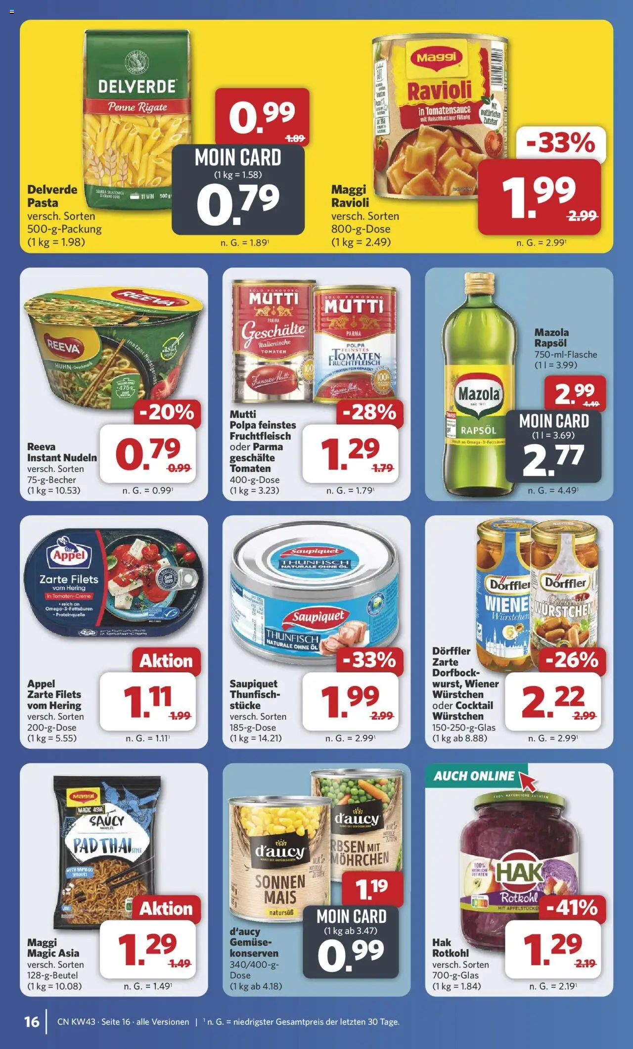 Combi Prospekt 	 – gültig ab 20.10.2025 | Seite: 21 | Produkte: Thunfisch, Rapsöl, Gemüse, Nudeln