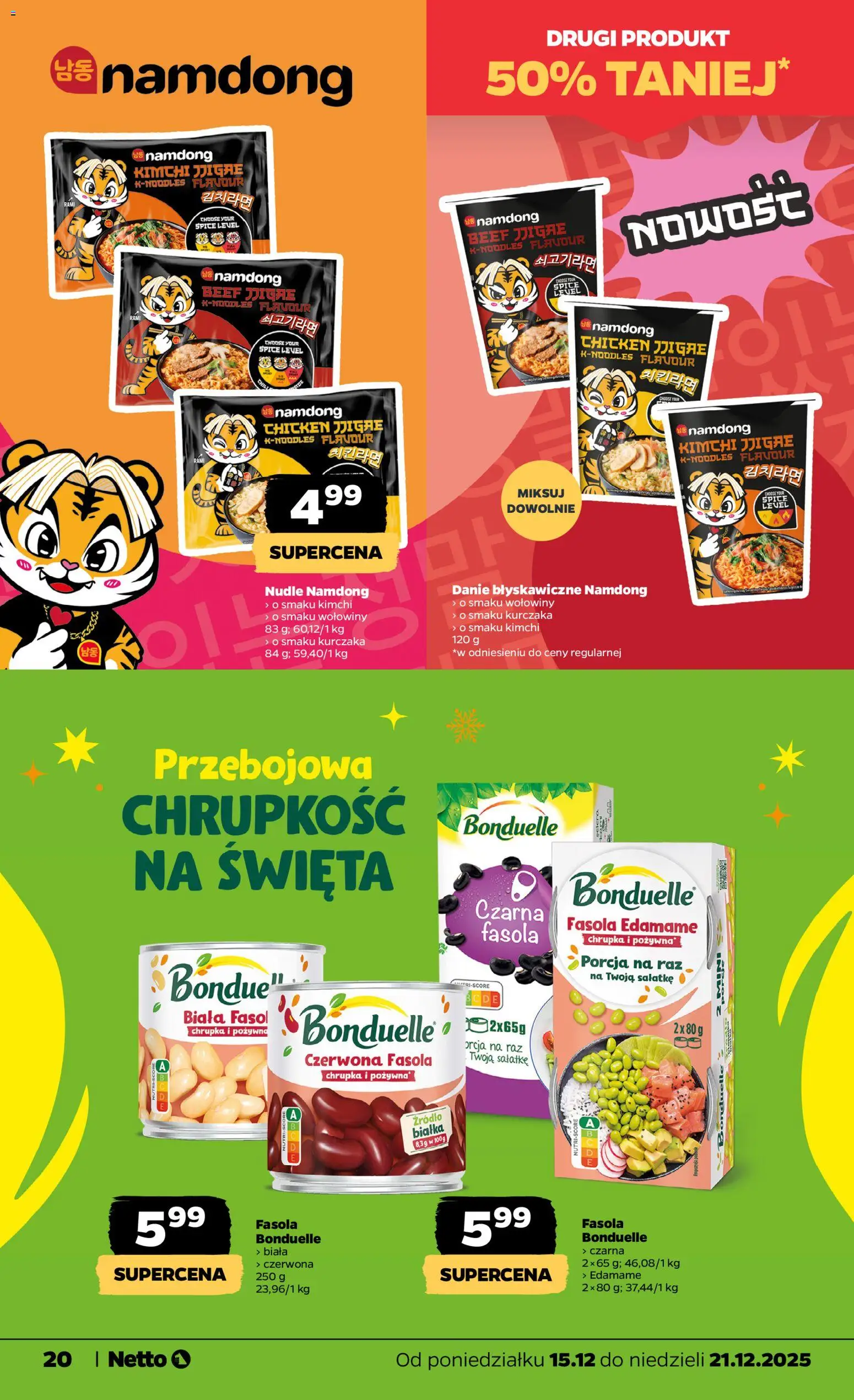 Netto gazetka - Spożywcza od 15.12.2025 | Strona: 20 | Produkty: Kimchi, Czarna fasola