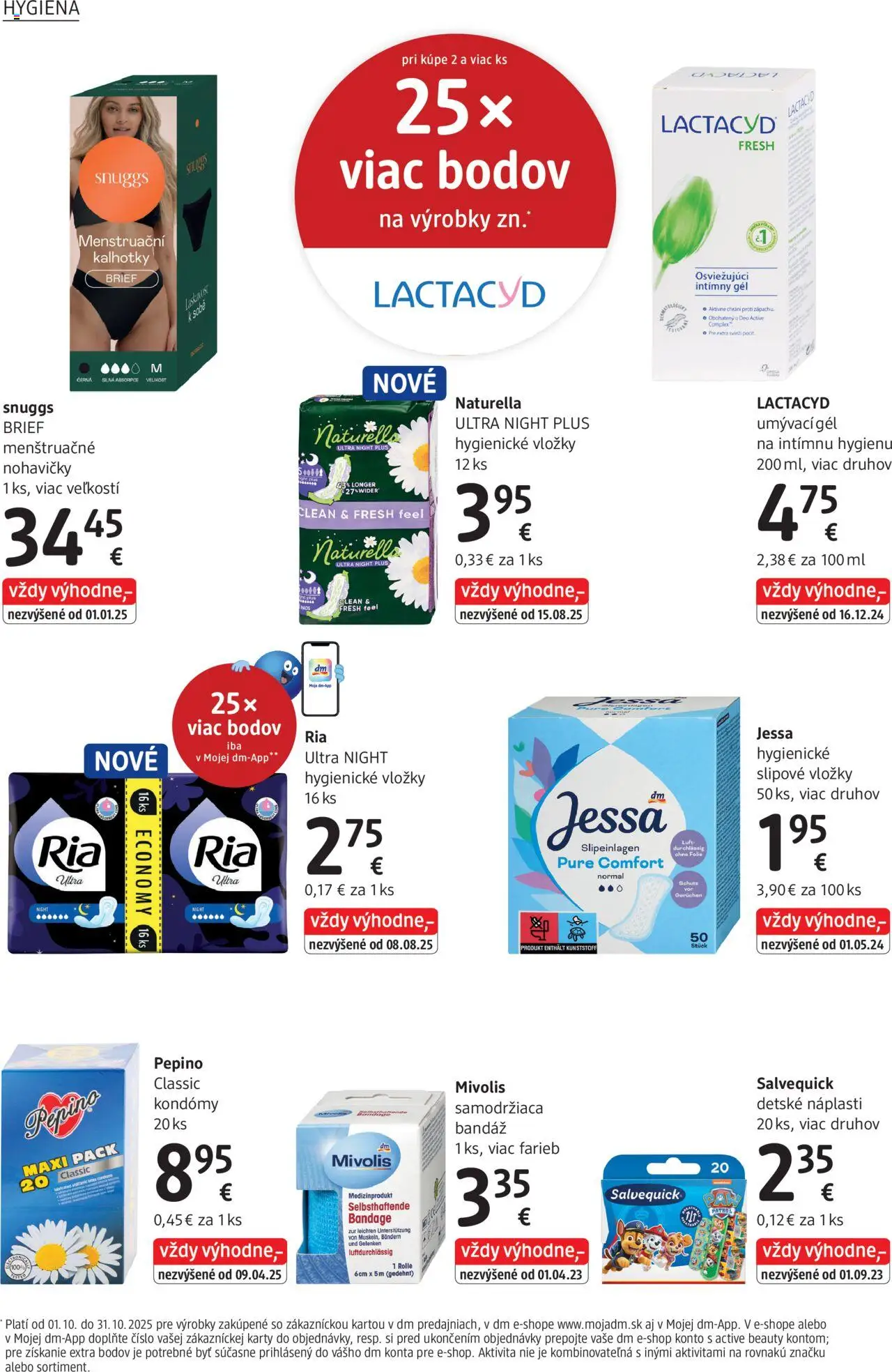 Nové dm drogerie akcie – leták je platný od 01.10.2025 | Strana: 28 | Produkty: Nohavičky, Lactacyd