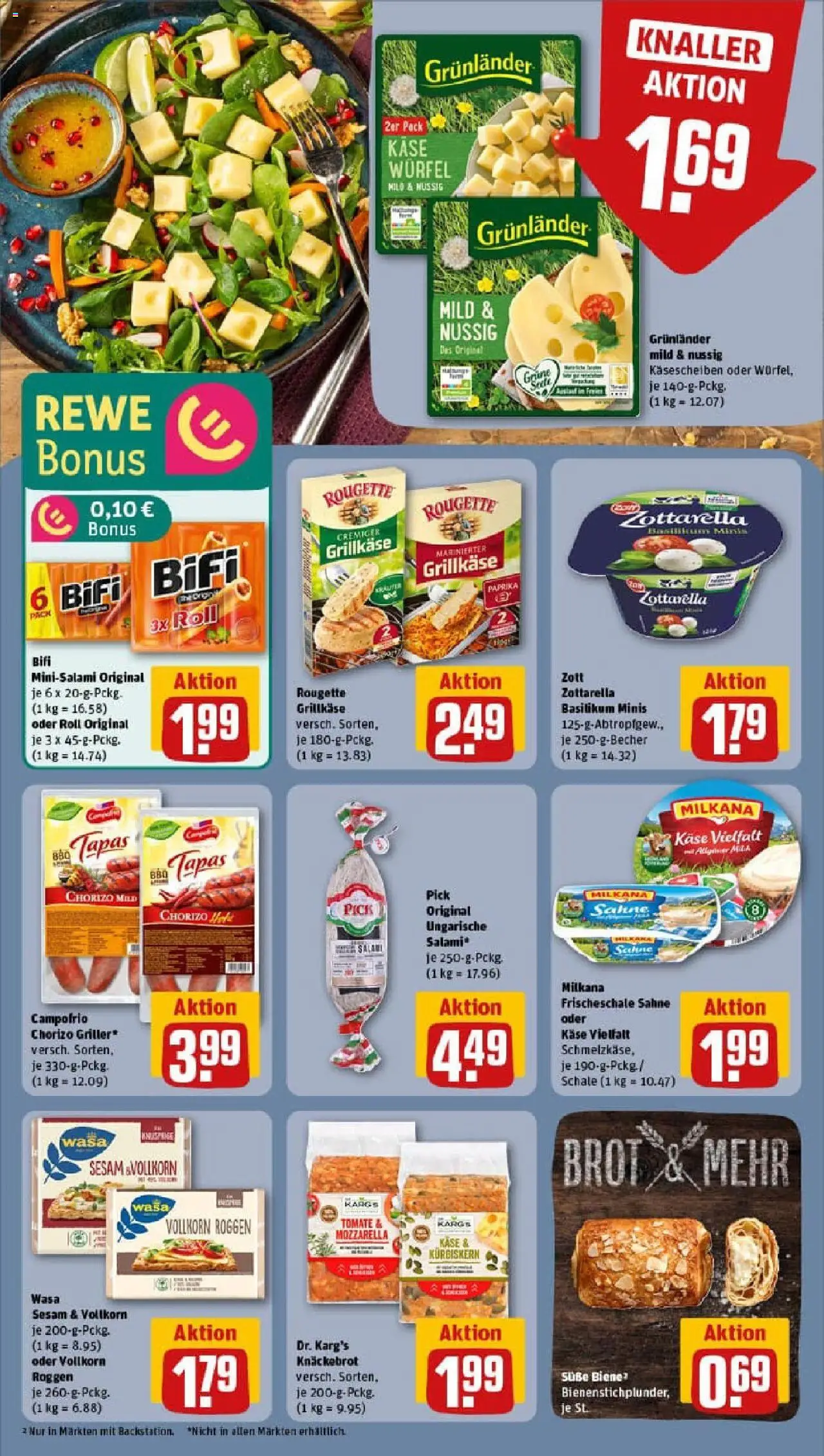 Rewe prospekt Michelau	 - gültig ab dem 27.07.2025 | Seite: 16 | Produkte: Käse, Mozzarella, Bifi, Grunlander
