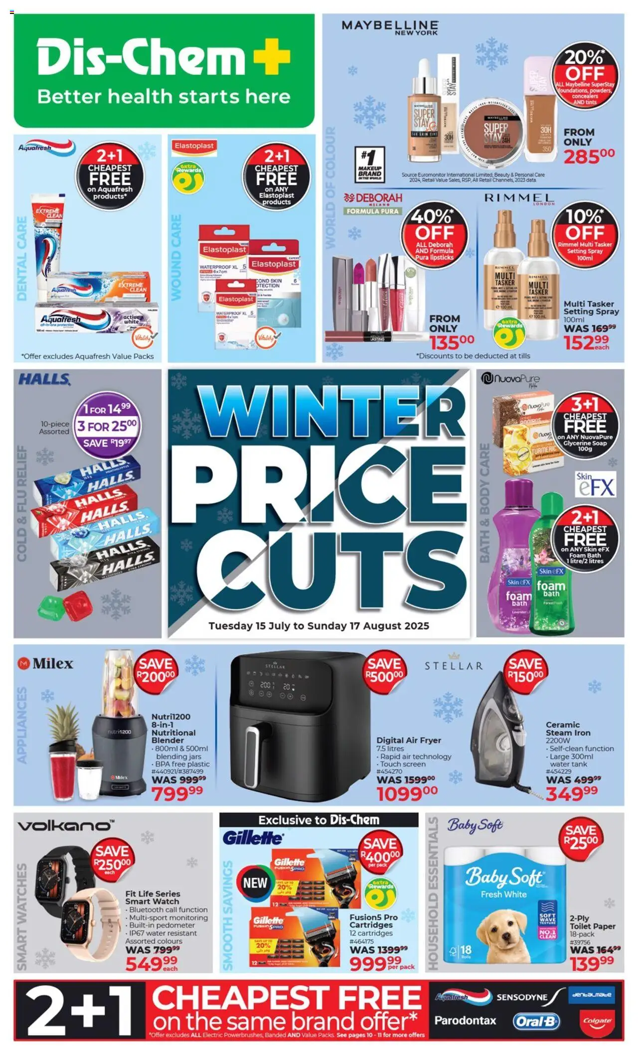 Dis-Chem Specials │ valid from 15.07.2025 | Page: 1 | Products: Tank, Air fryer, Paper, Toilet paper