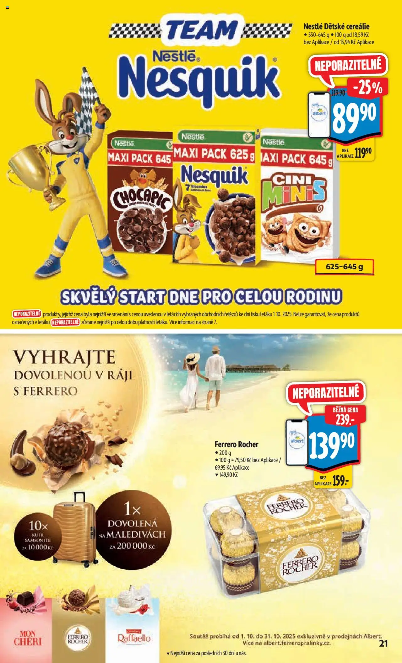 Albert leták - Hypermarket od 08.10.2025 | Strana: 30 | Produkty: Ferrero Rocher, Kufr, Cereálie, Nesquik