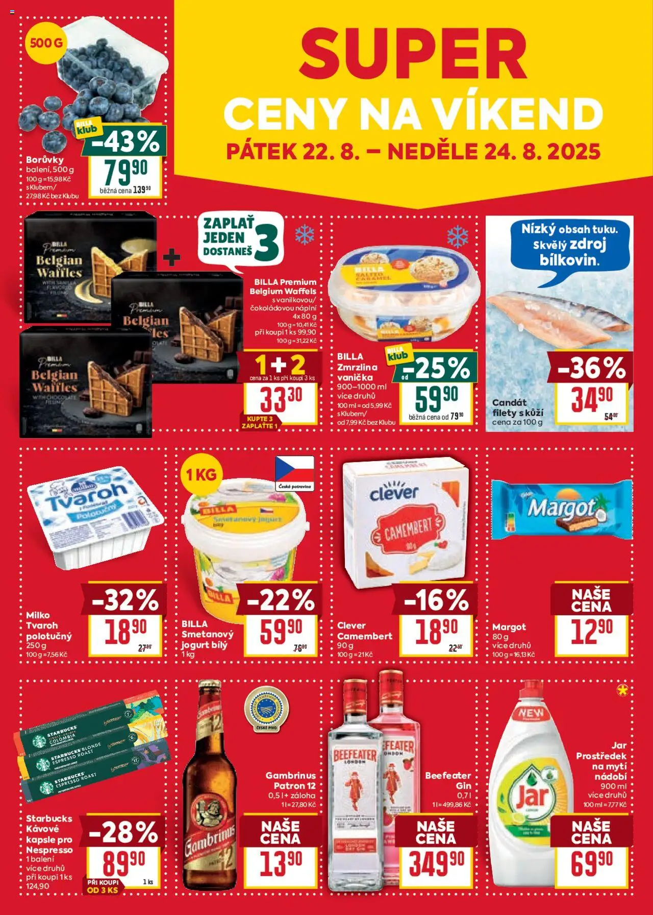 Billa Velký leták od 20.08.2025 | Strana: 26 | Produkty: Starbucks, Borůvky, Candát, Camembert