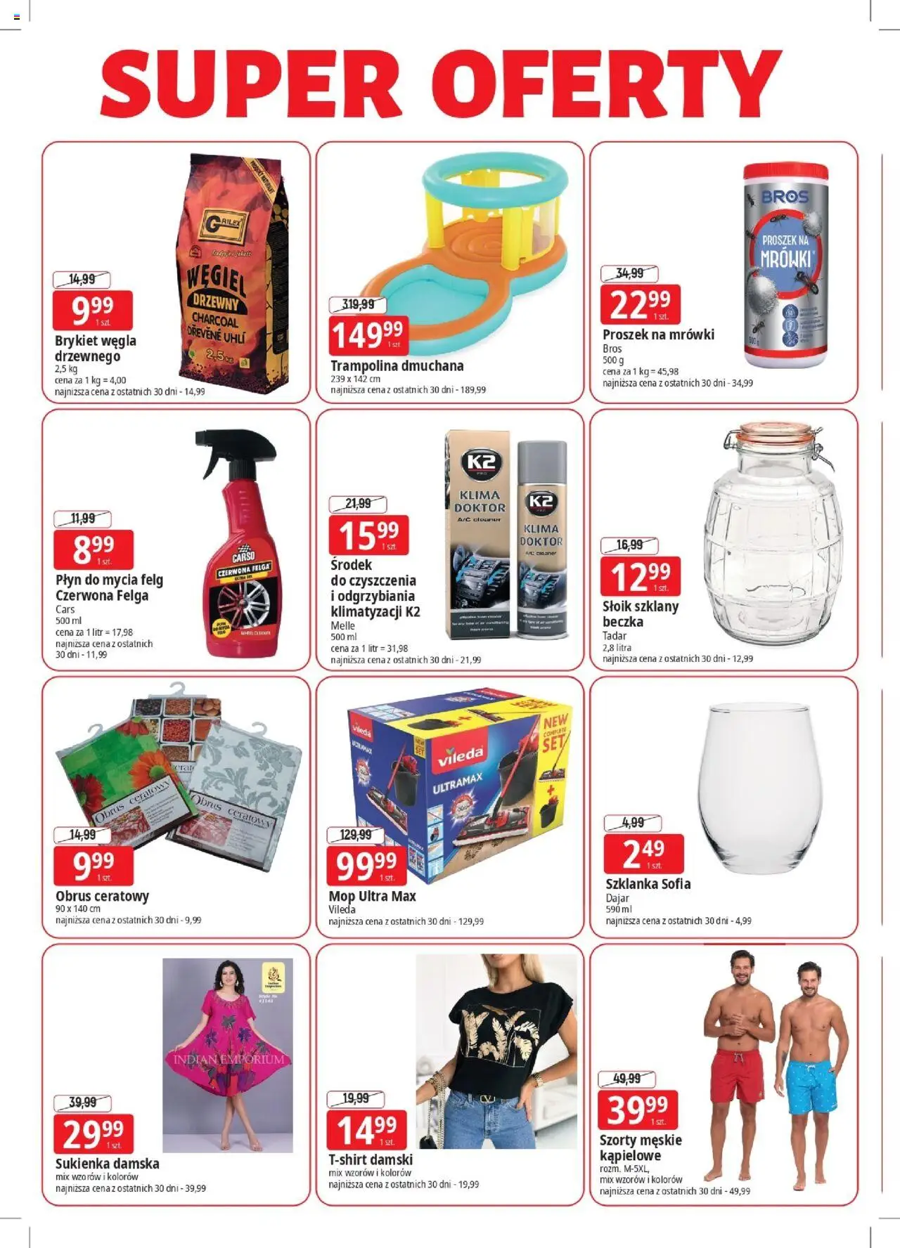 E.Leclerc Gazetka - Elbląg od 14.07.2025 | Strona: 2 | Produkty: Szklanka, Szorty, Sukienka, Trampolina