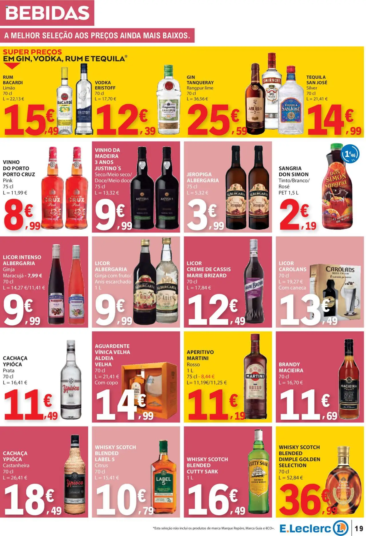E.Leclerc folheto │ válido de 18.09.2025 | Página: 19 | Produtos: Vinho, Tequila, Creme, Vodka