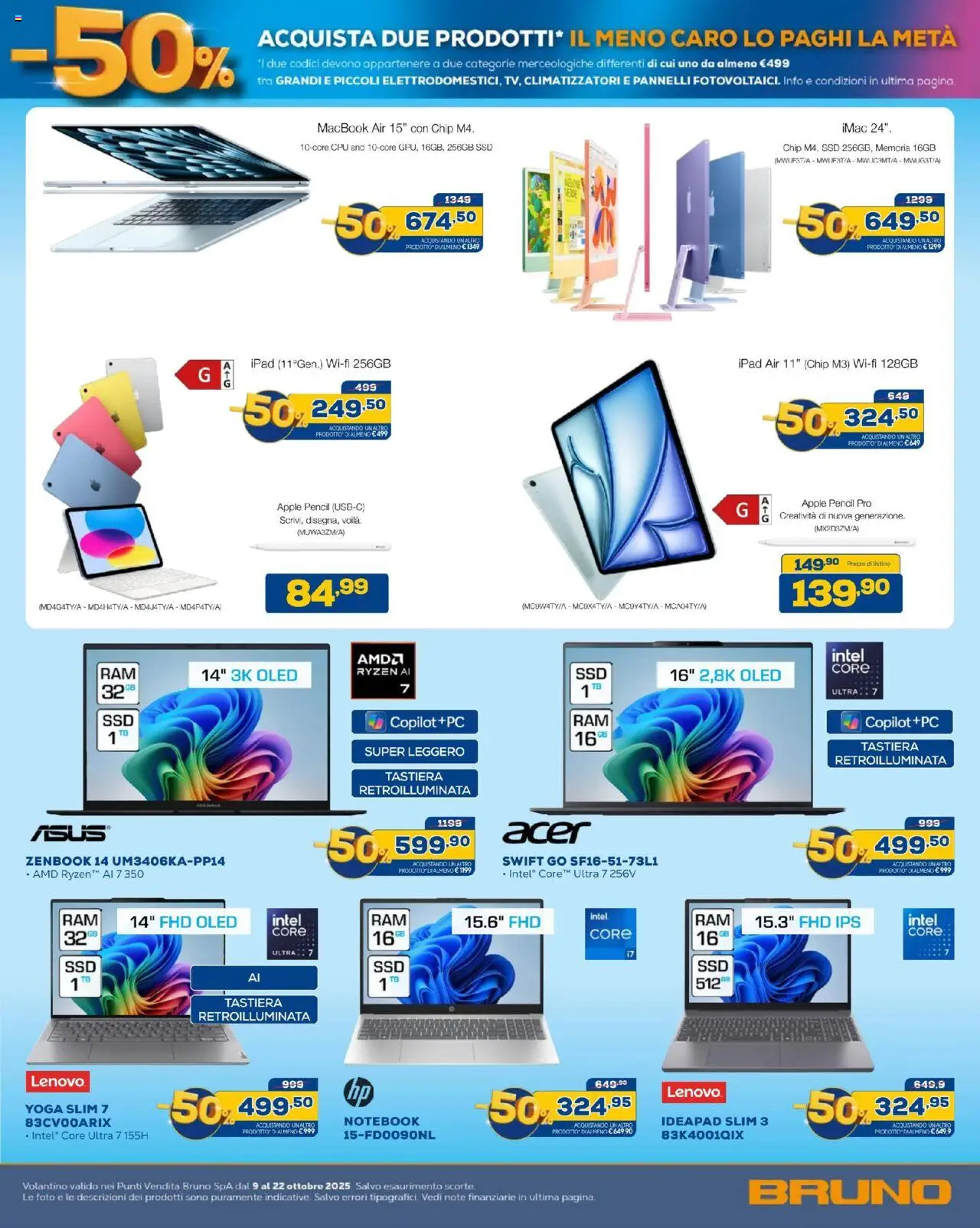 Volantino BRUNO del 09.10.2025 | Pagina: 8 | Prodotti: Notebook, Macbook air, Tastiera, Ipad