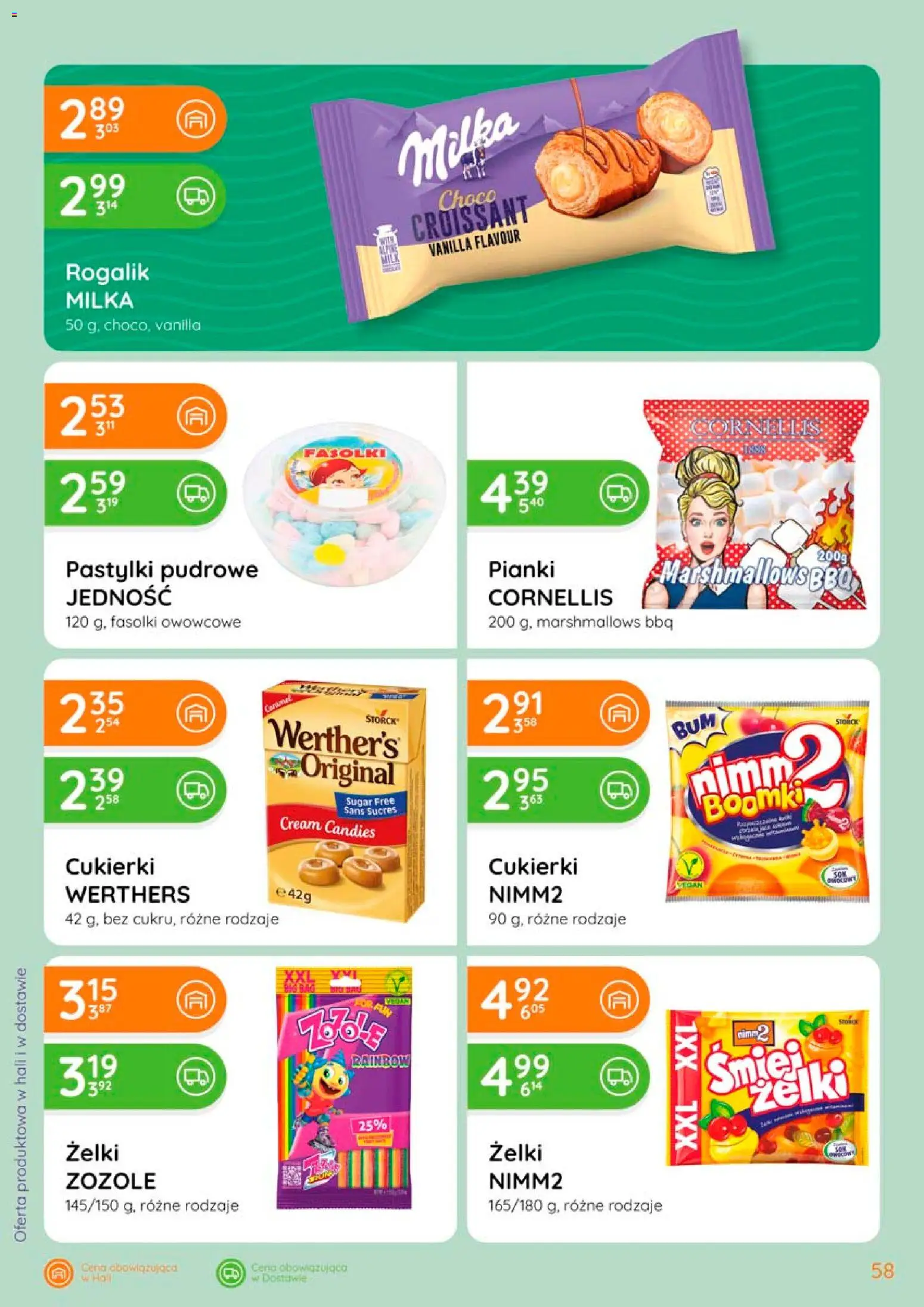 Eurocash gazetka od 02.04.2026 | Strona: 58 | Produkty: Żelki, Pianki, Cukierki, Pastylki pudrowe