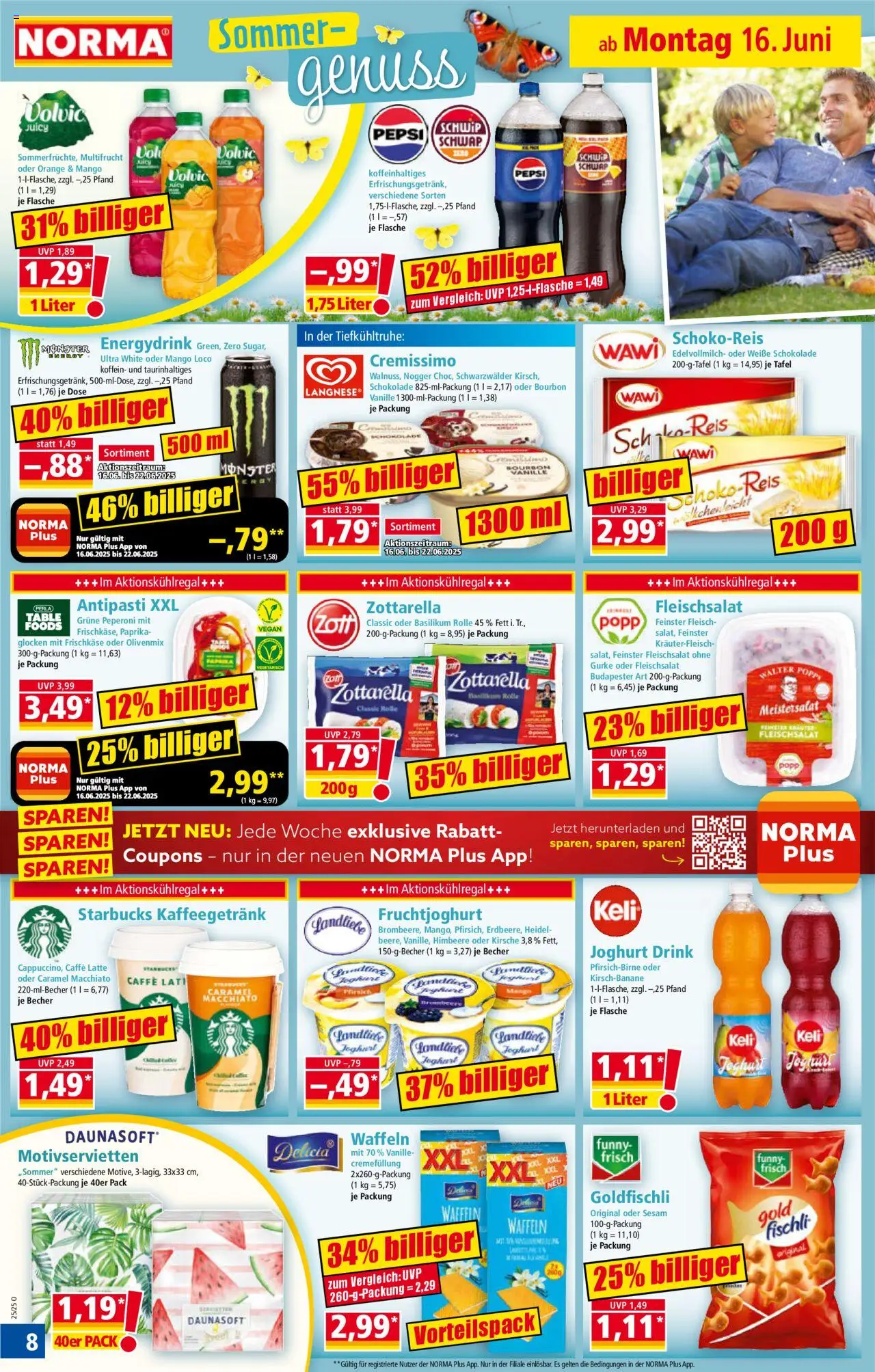 Norma Prospekt 	 - gültig ab dem 16.06.2025 | Seite: 9 | Produkte: Langnese, Schokolade, Fleisch, Frischkase