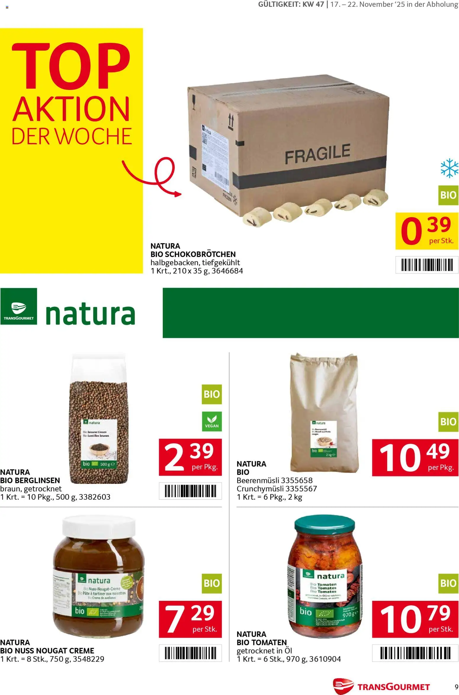 Transgourmet Flugblatt gültig ab 17.11.2025 | Seite: 9 | Produkte: Creme, Öl, Tomaten