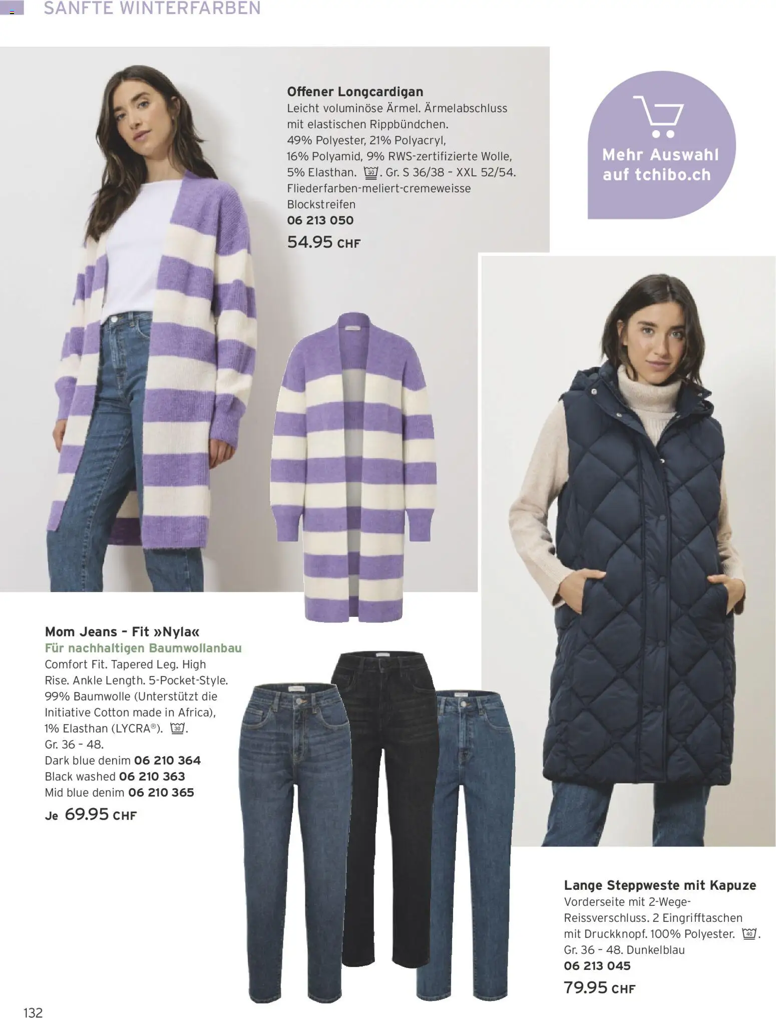 Tchibo Aktionen – gültig ab 02.12.2025 | Seite: 132 | Produkte: Steppweste, Jeans