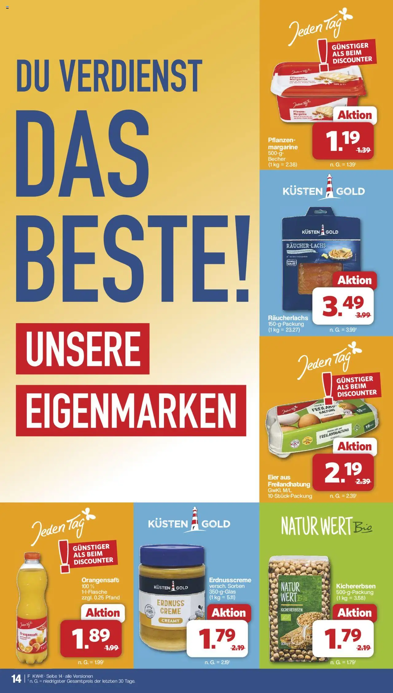 Famila Nordwest Prospekt 	 – gültig ab 06.10.2025 | Seite: 14 | Produkte: Margarine, Eier, Orangensaft, Creme