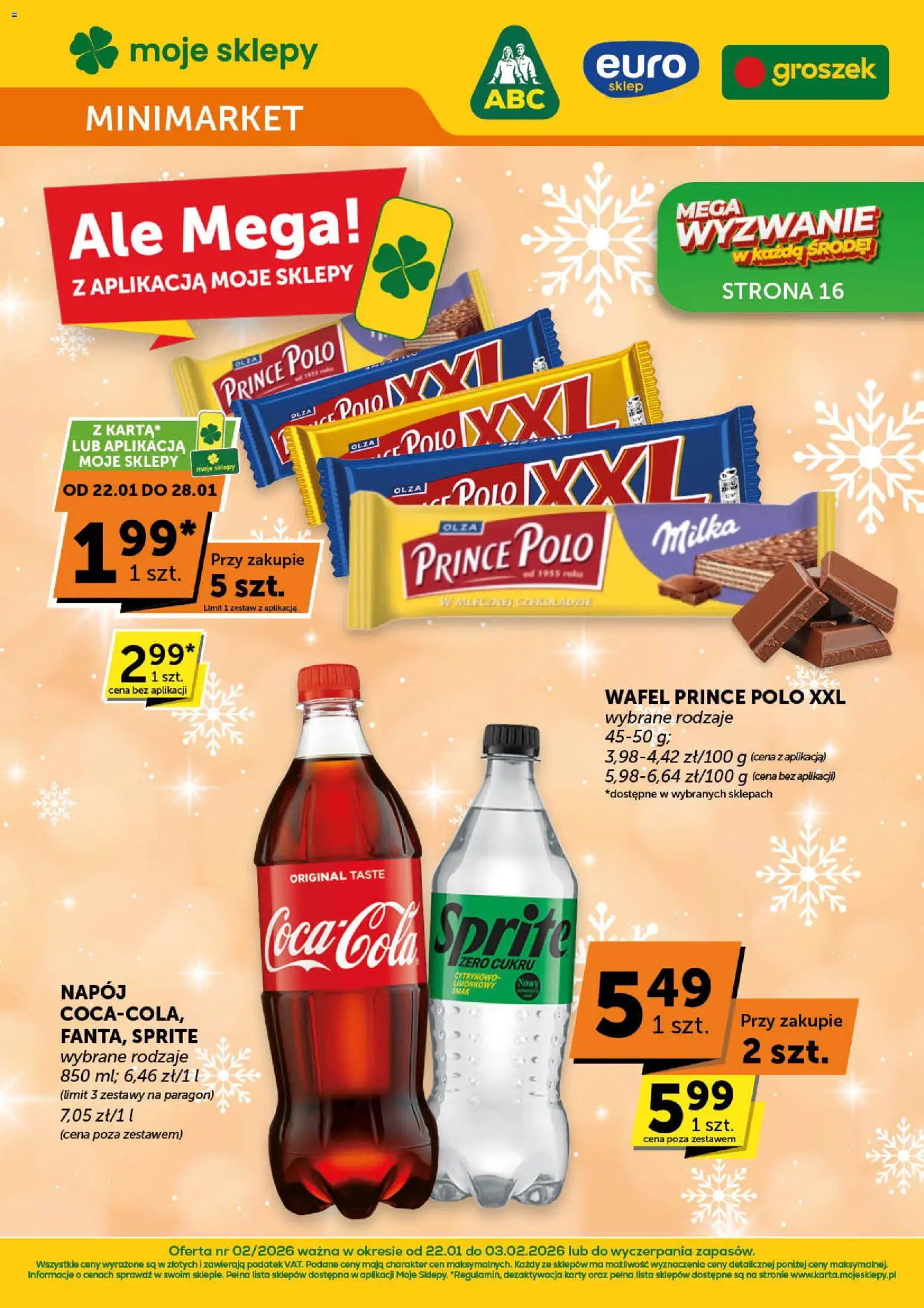 Groszek Gazetka - Minimarket od 22.01.2026 | Strona: 1 | Produkty: Groszek, Prince polo xxl, Sprite, Milka